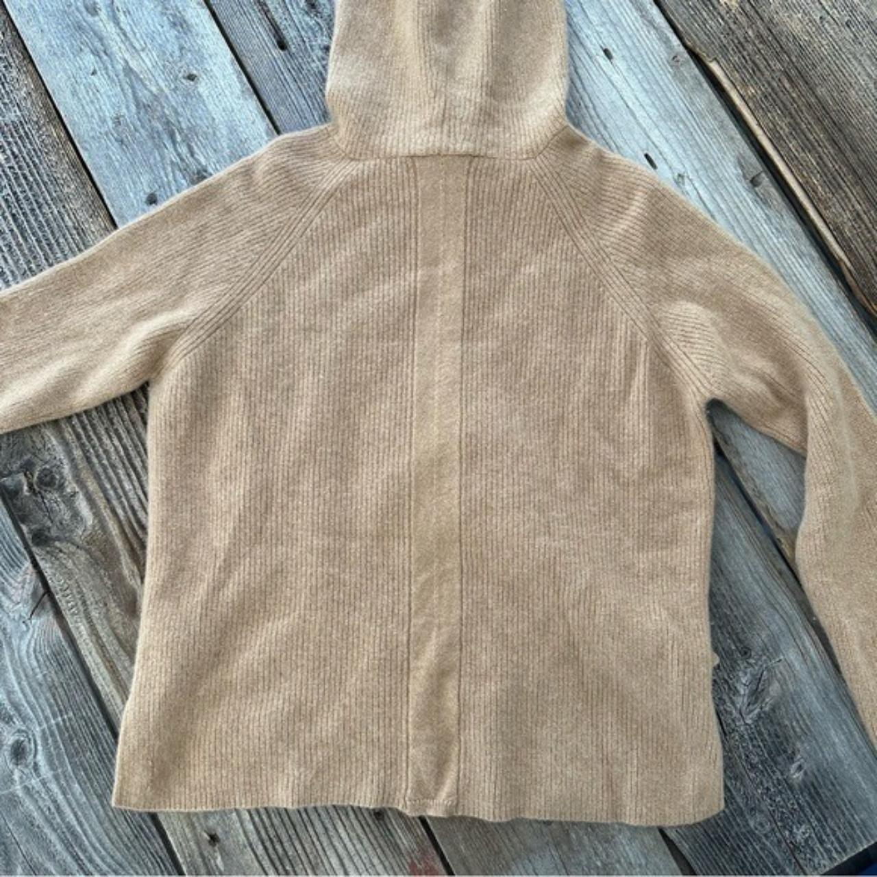 Jigsaw 100% Cashmere Tan Hooded Ribbed Sweater Size... - Depop