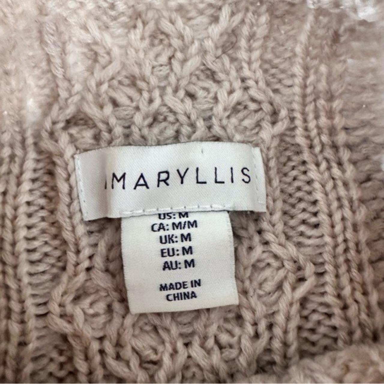 Amaryllis Beige Cable Knit Fringe Sweater Boutique... - Depop