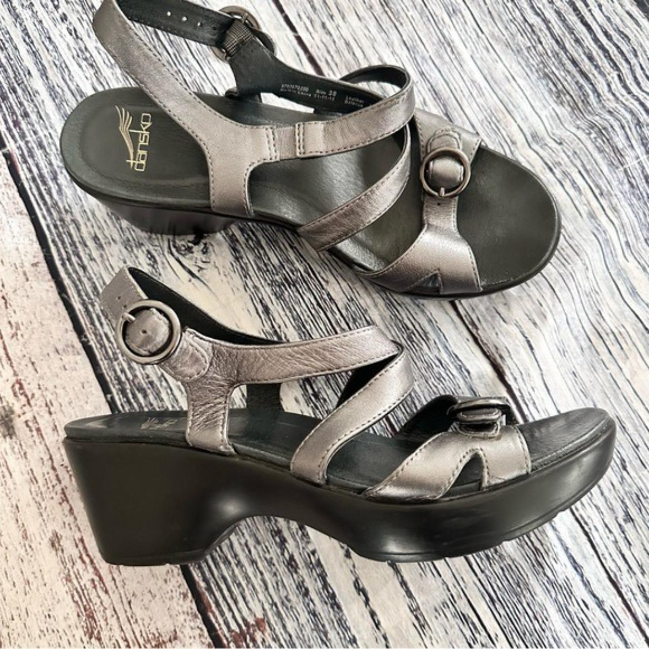 Vintage Dansko Silver Strappy Sandals Great... - Depop