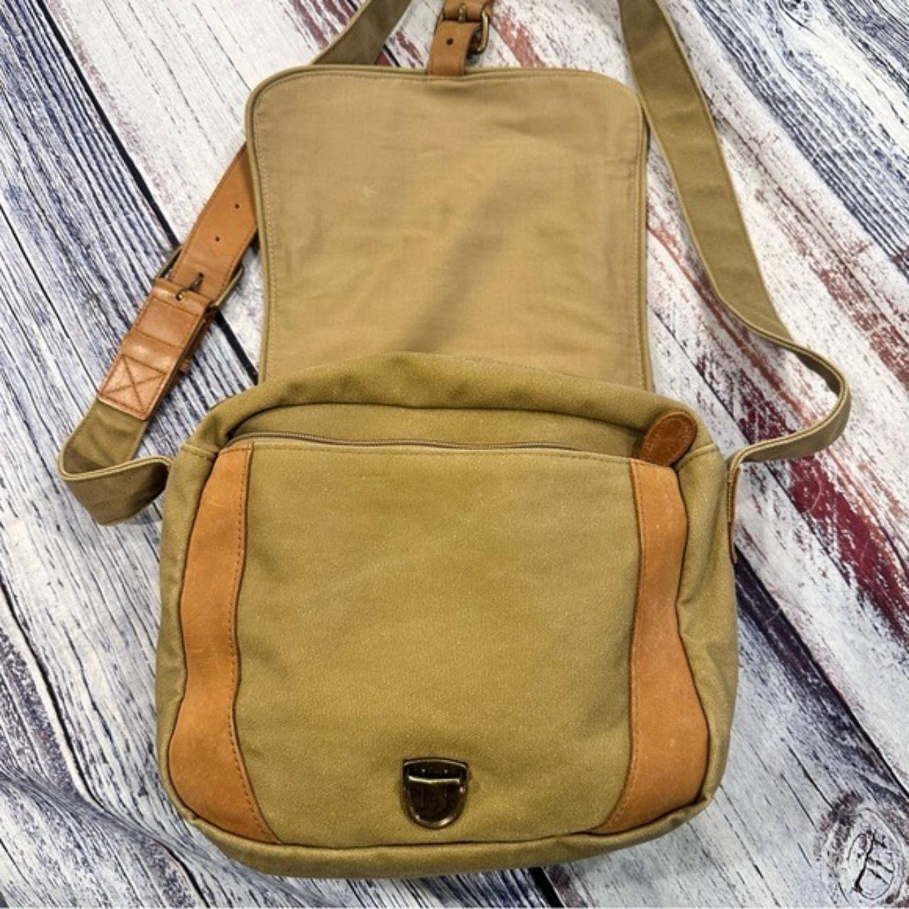 Vintage L.L. Bean Canvas and Leather Messenger Bag Depop