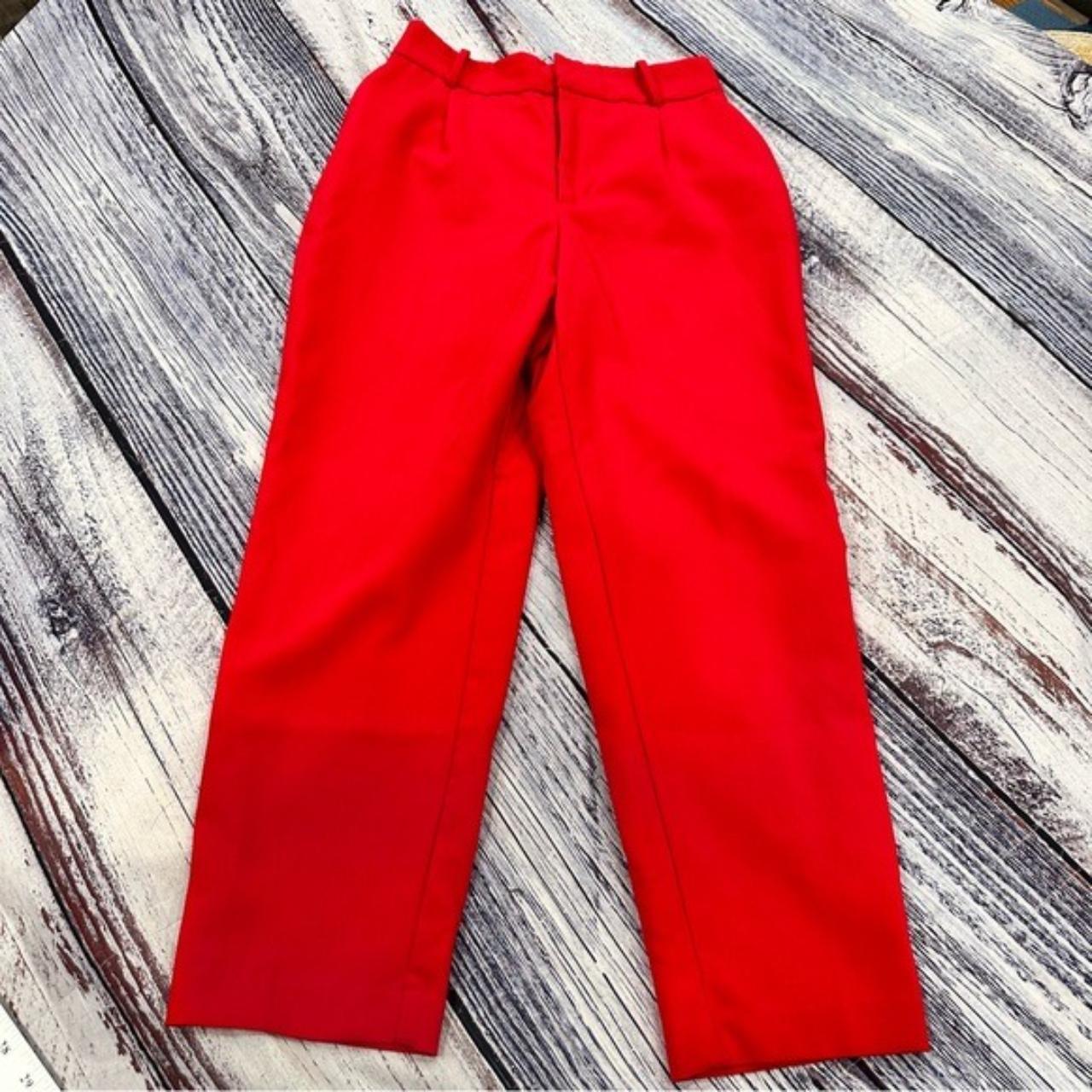 Zara High Rise Pink Pleated Taper Pants Size medium... Depop