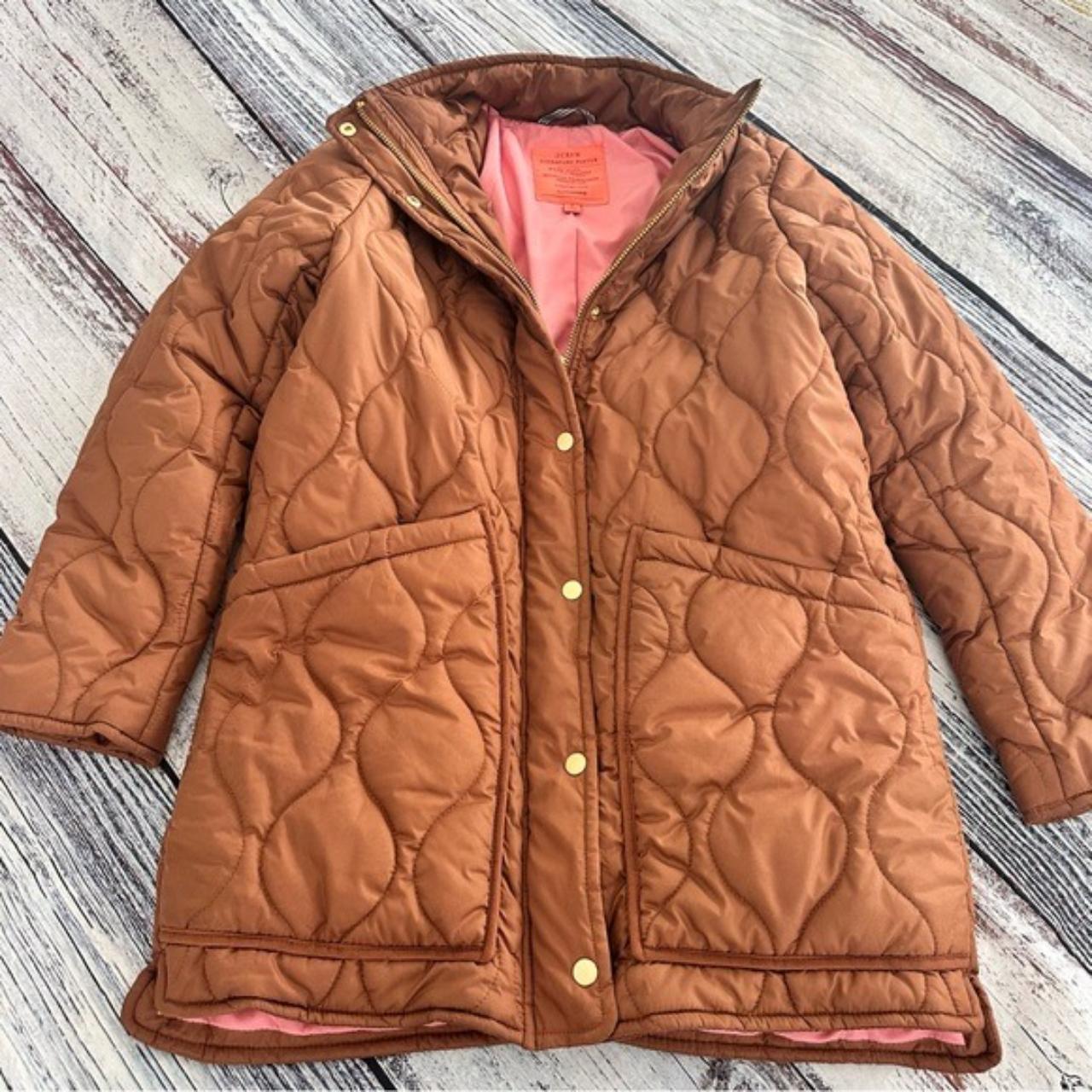 J. Crew Quilted Cocoon Puffer Coat Dark Nutmeg Brown... Depop