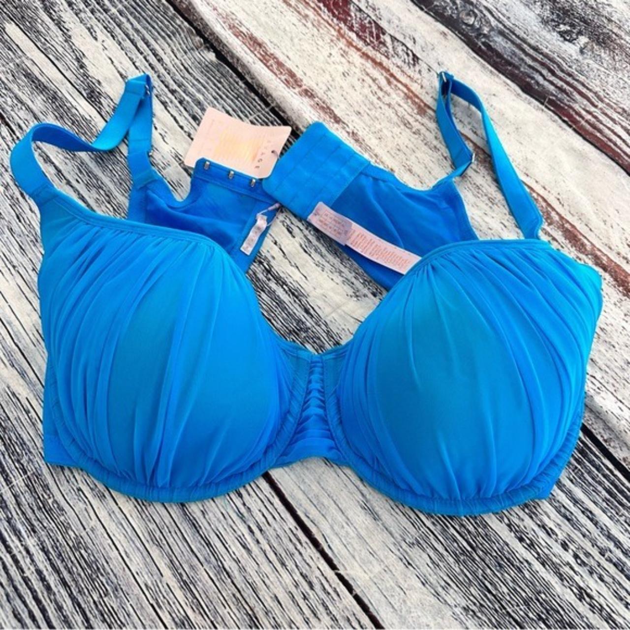 NWT Savage X Fenty Blue Layered Mesh Bra 42DD New... - Depop