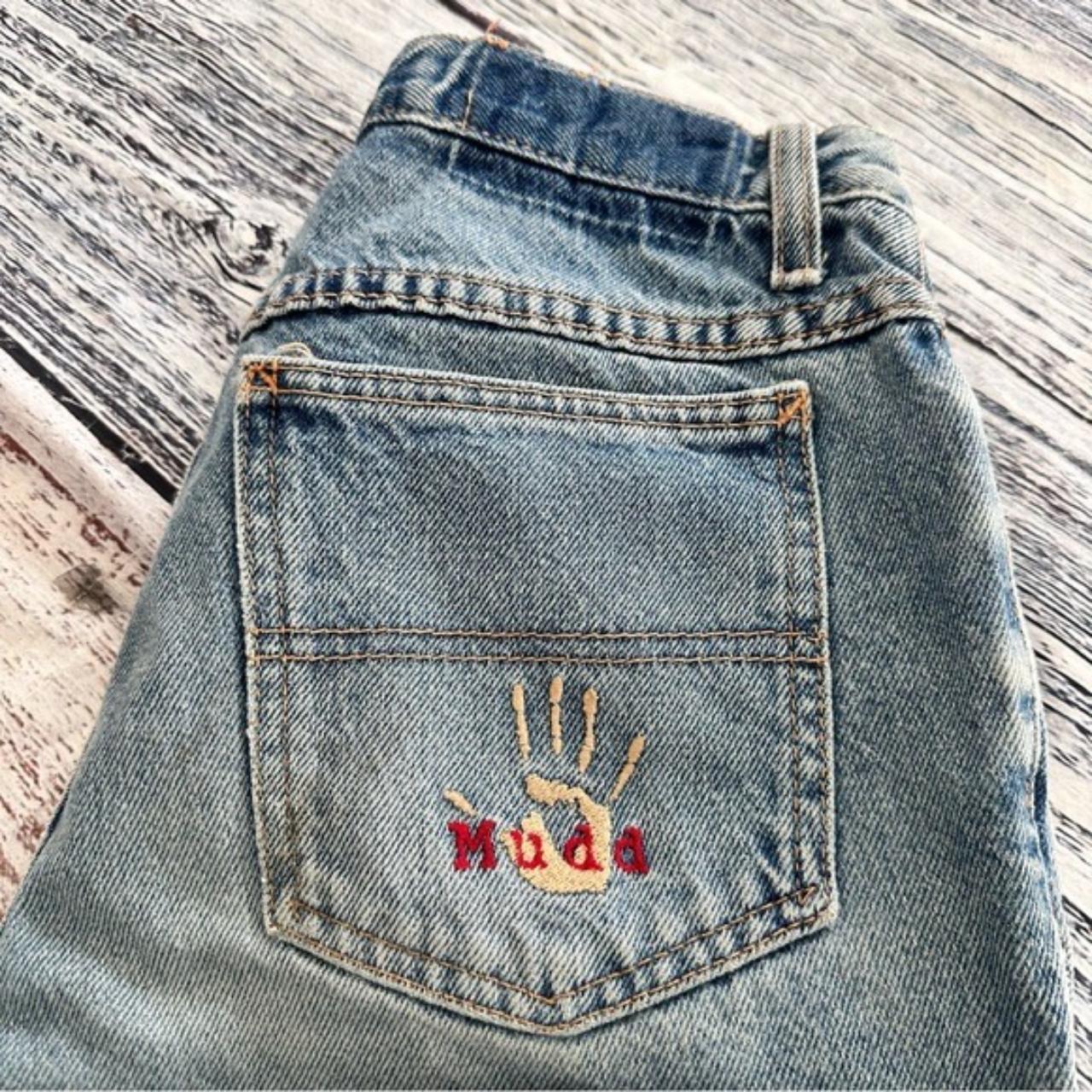 Vintage Y2K MUDD flare Jeans | Embroidered Handprint... - Depop