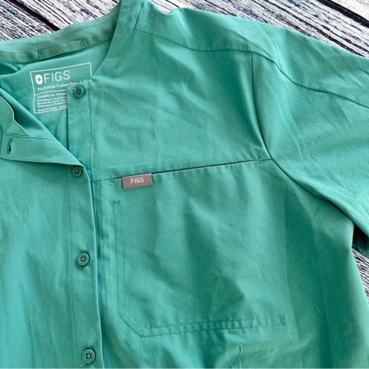 FIGS Mena FreeX Green Scrub Top Button Down Limited... - Depop