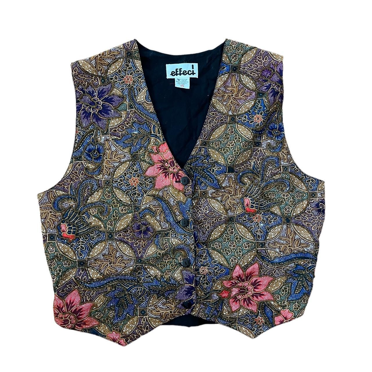 Women’s vintage abstract flower 90’s vest Brand:... - Depop