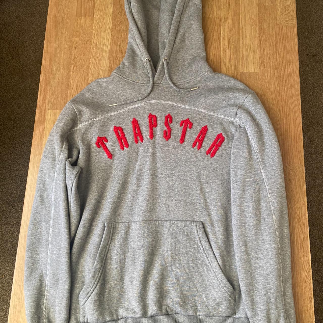 Trapstar Arch Panel Hoodie (Hoodie Only) Grey/Red... - Depop