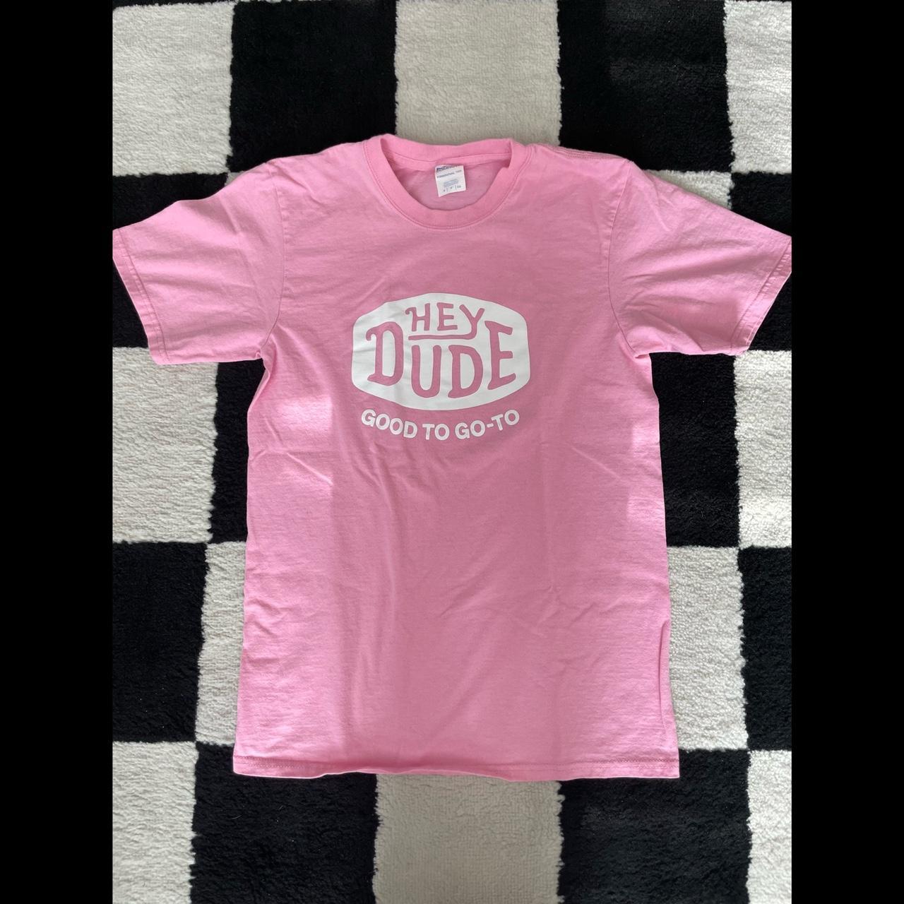 Hey Dude, size small pink t shirt I used to work... - Depop