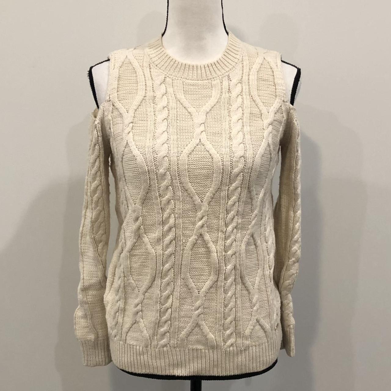 Forever 21 cold shoulder sweater cream. Cable knit Depop