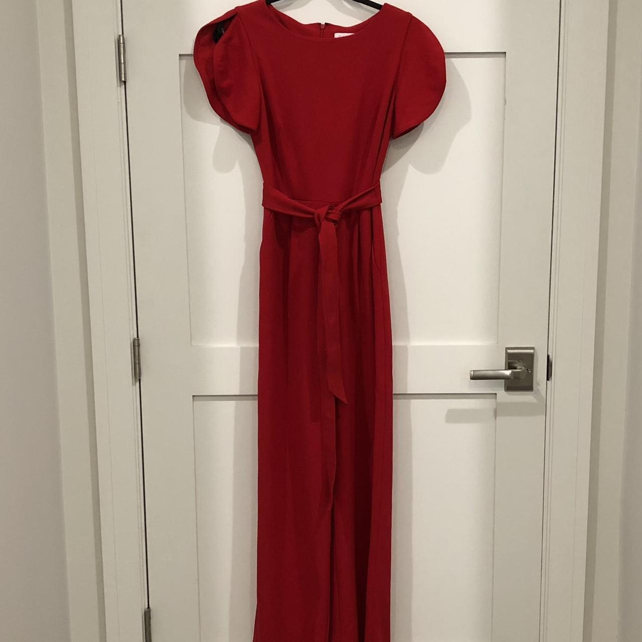 Calvin klein best sale red pantsuit