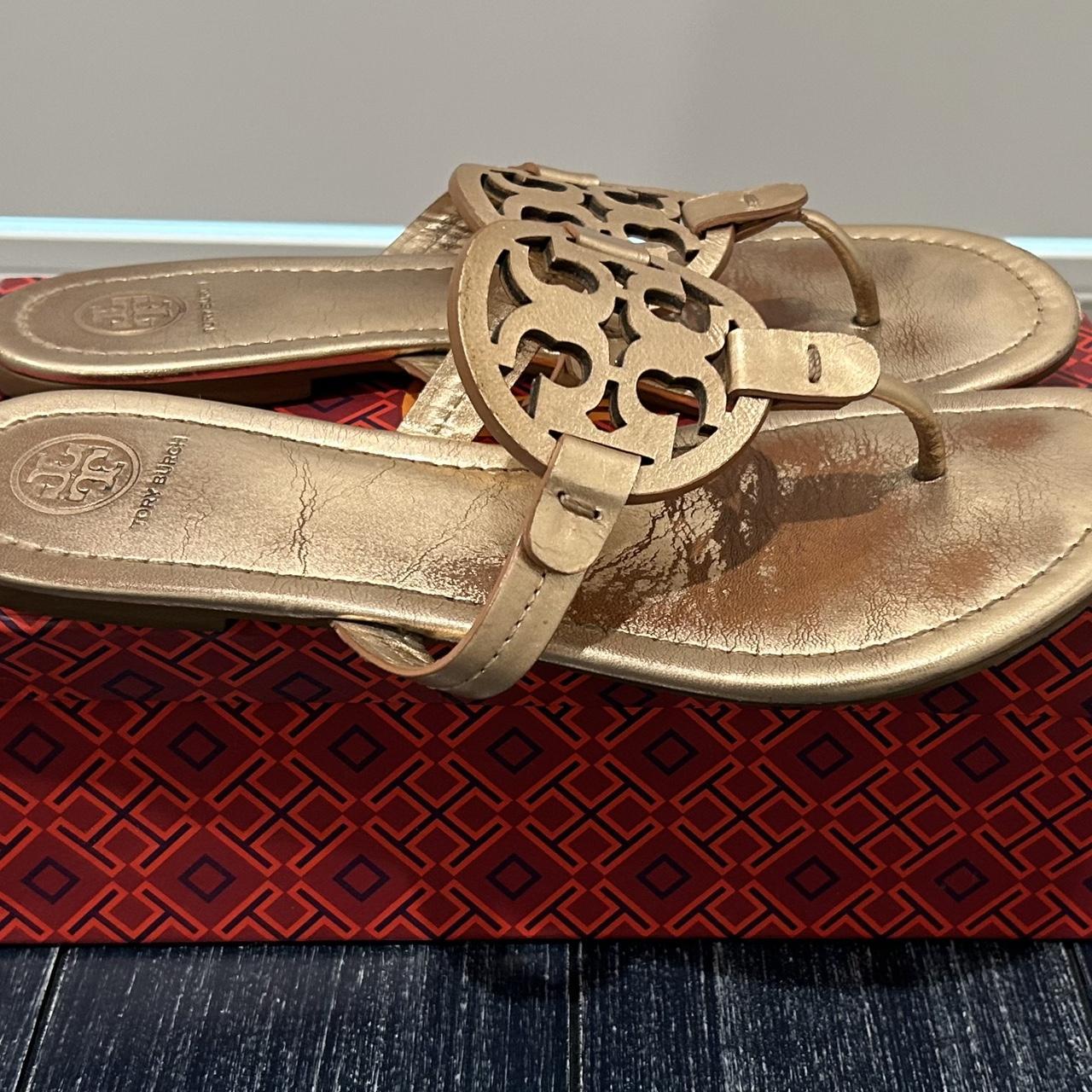 Tory burch rose gold sandals shops