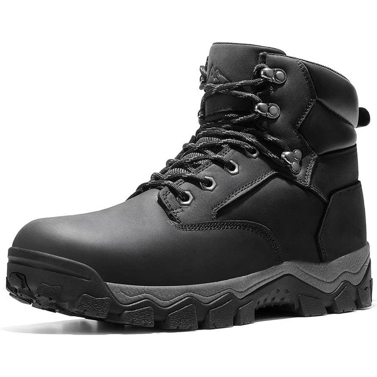 Mens black soft outlet toe work boots