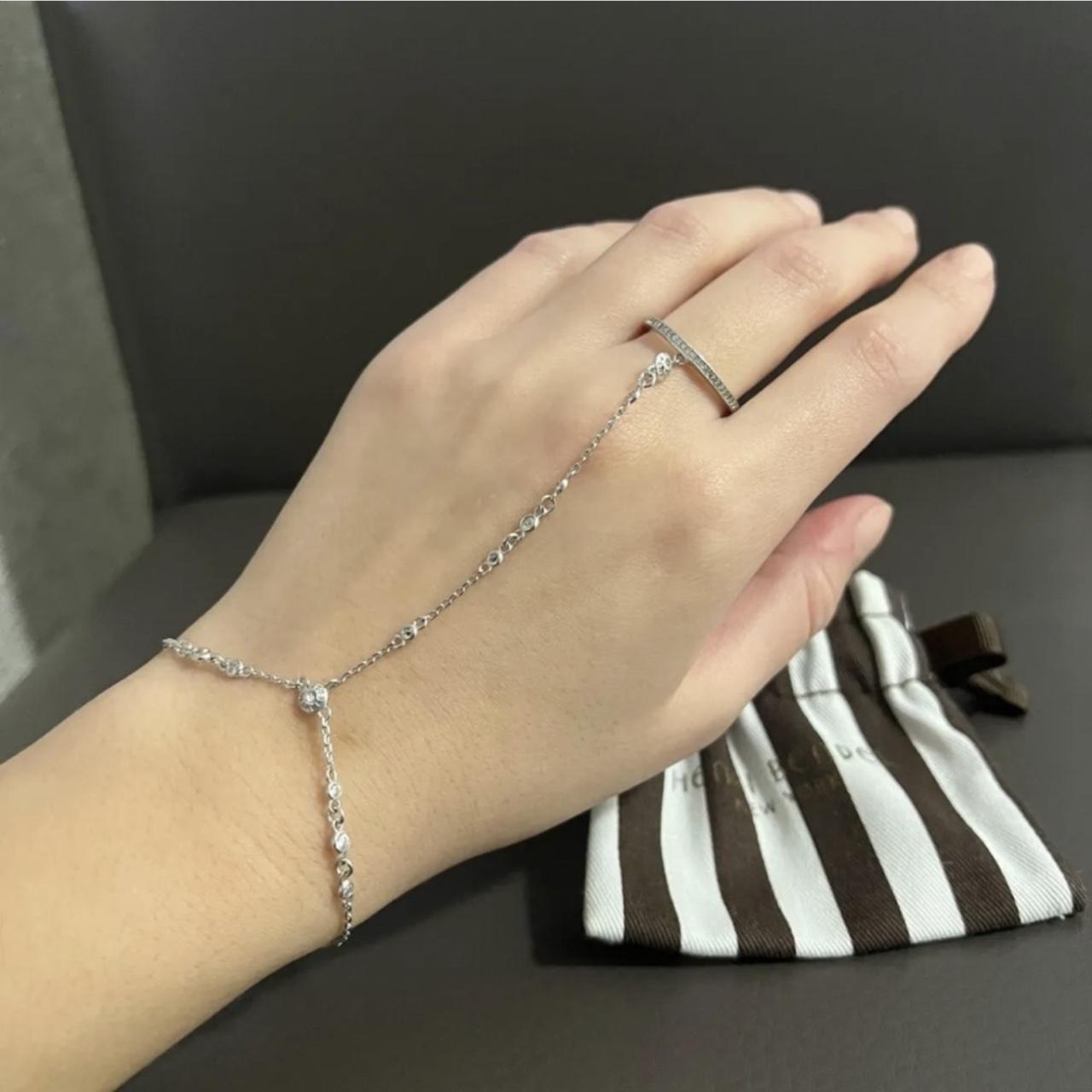 Chain Bracelet with Rings for Women Hollow Crystal Ring Connected Finger  Bracelets Hand Accessories Jewelry Lady Gifts