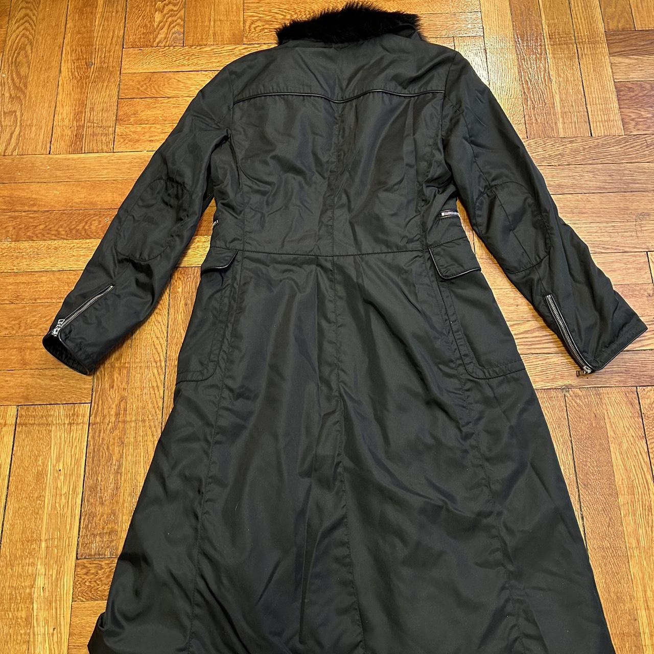 Prada nylon trench coat with real fur