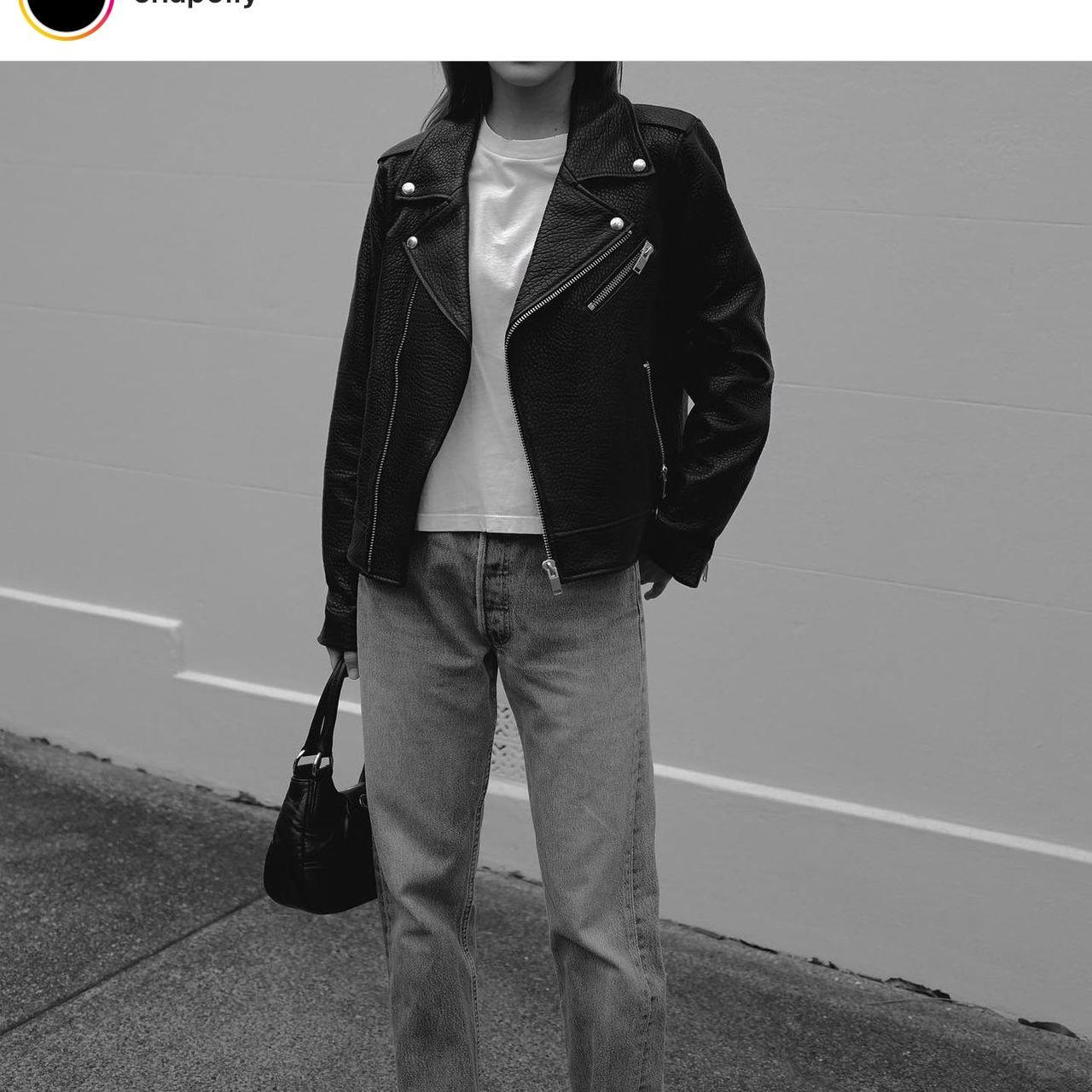 ENA PELLY minimalist leather jacket Size AU... - Depop