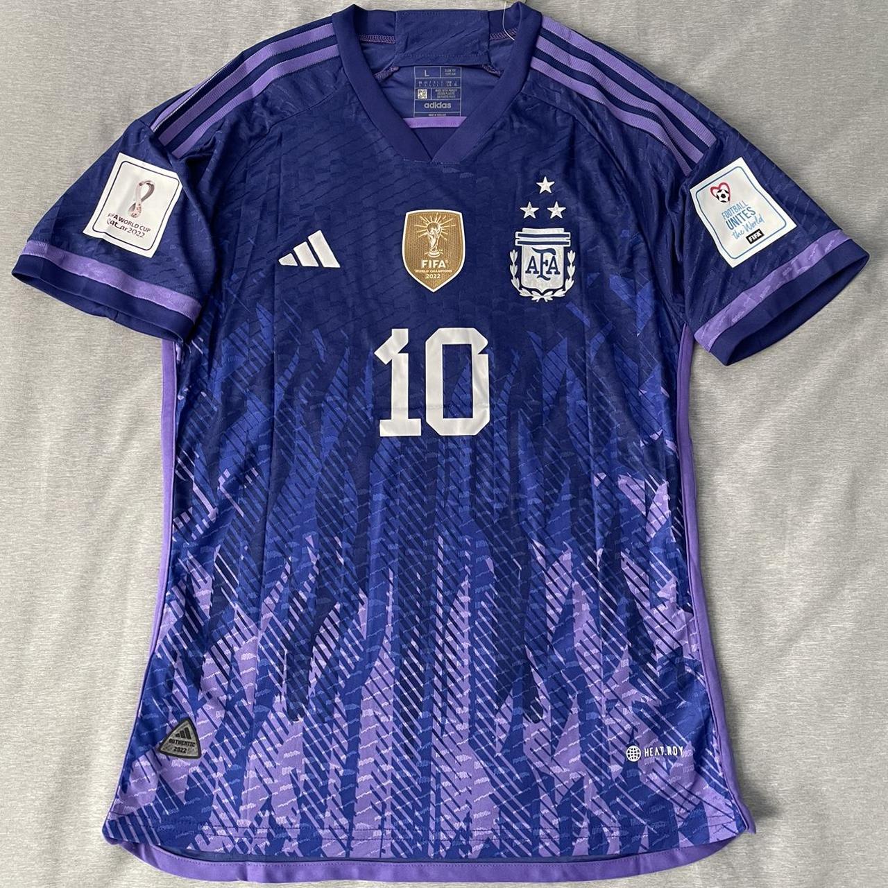 Argentina Away Soccer Jersey Messi #10 World Cup - Depop