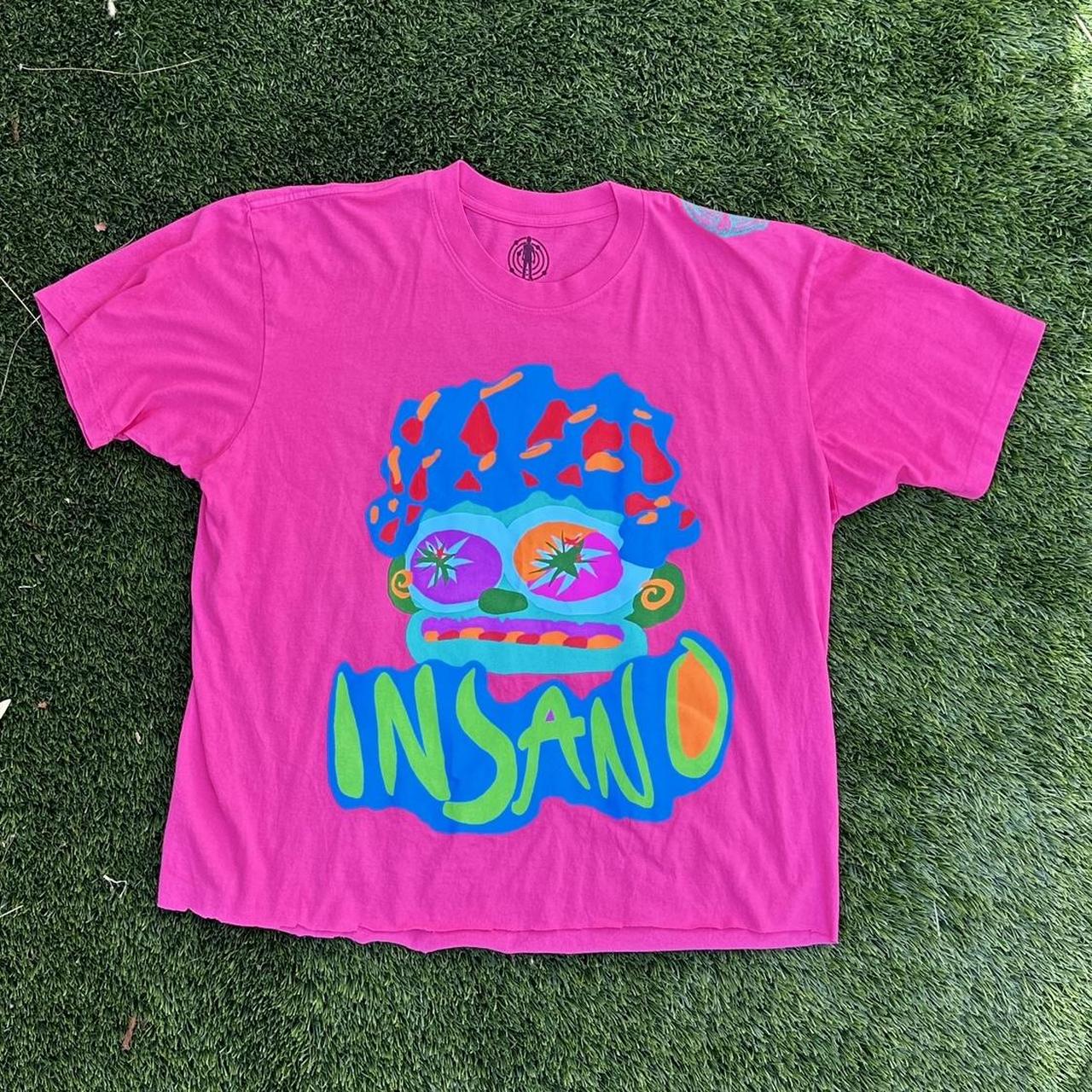 KAWS x Kid cudi bright pink cropped shirt XLARGE - Depop