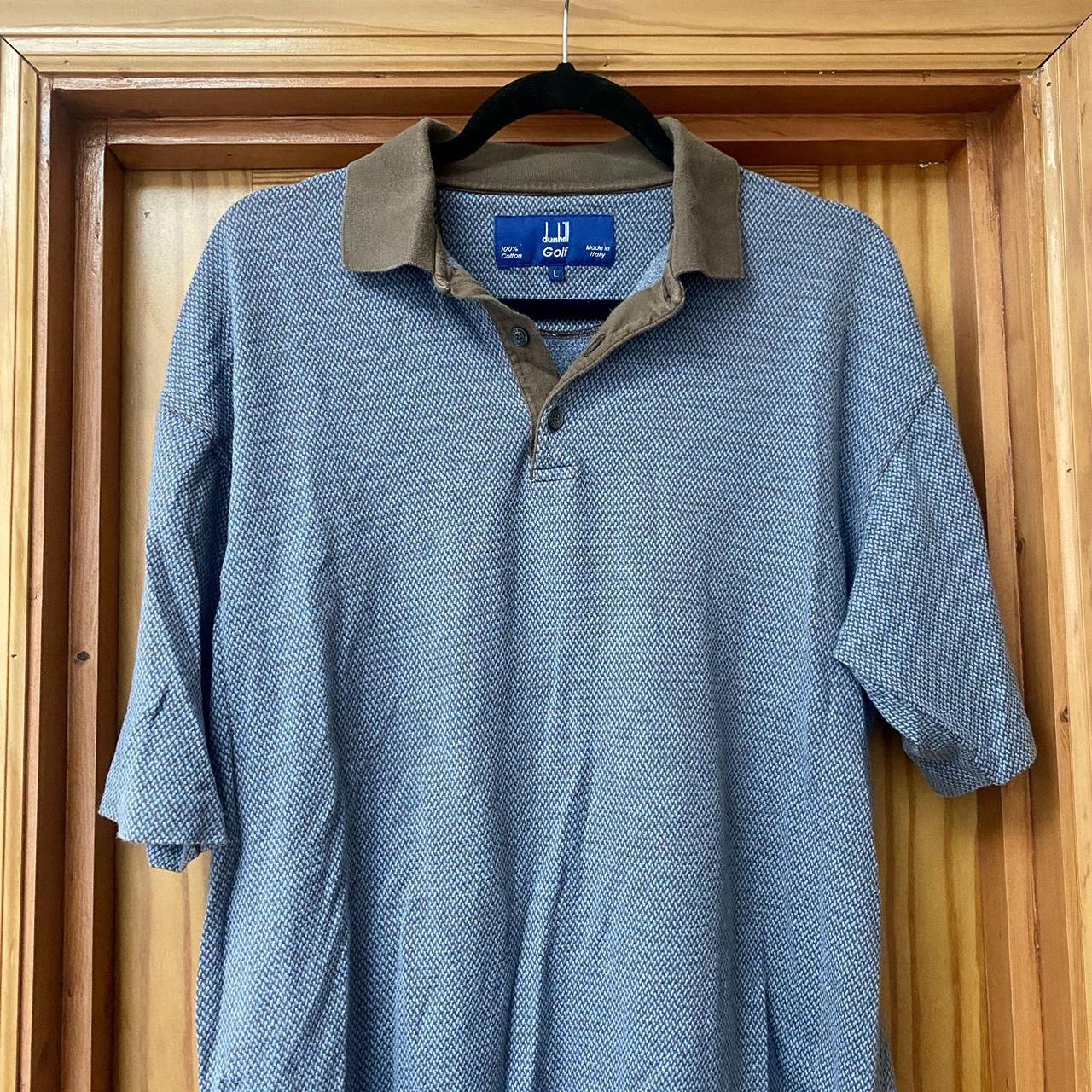Dunhill Men's Blue and Brown Polo-shirts