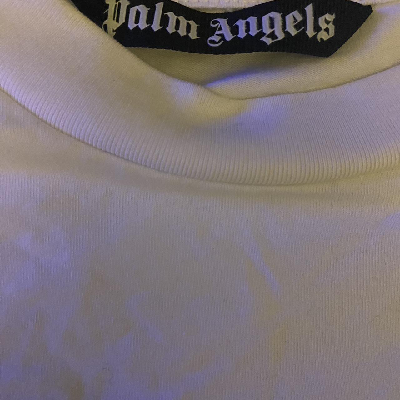 Palm Angels Men's White and Blue T-shirt | Depop