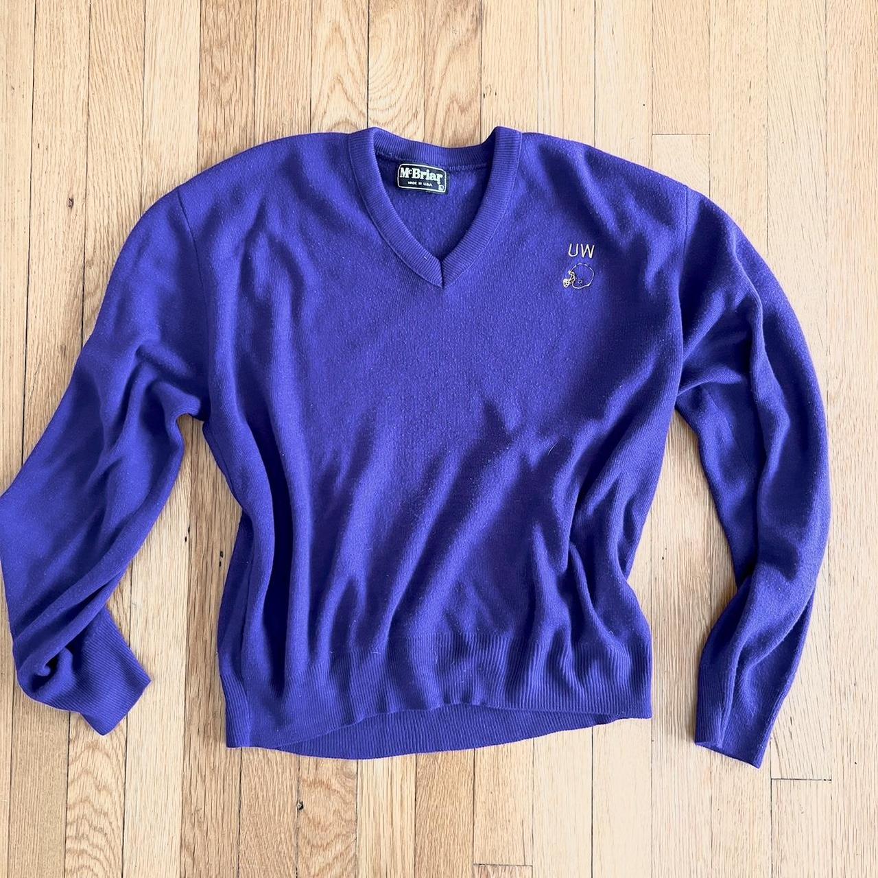 Vintage 1984 UW 2024 Washington Huskies Cliff Engle Wool Sweater Purple Gold