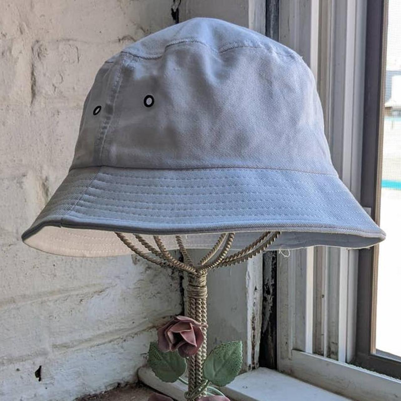 Retro Minimalist White Bucket Hat Fear and Loathing... Depop