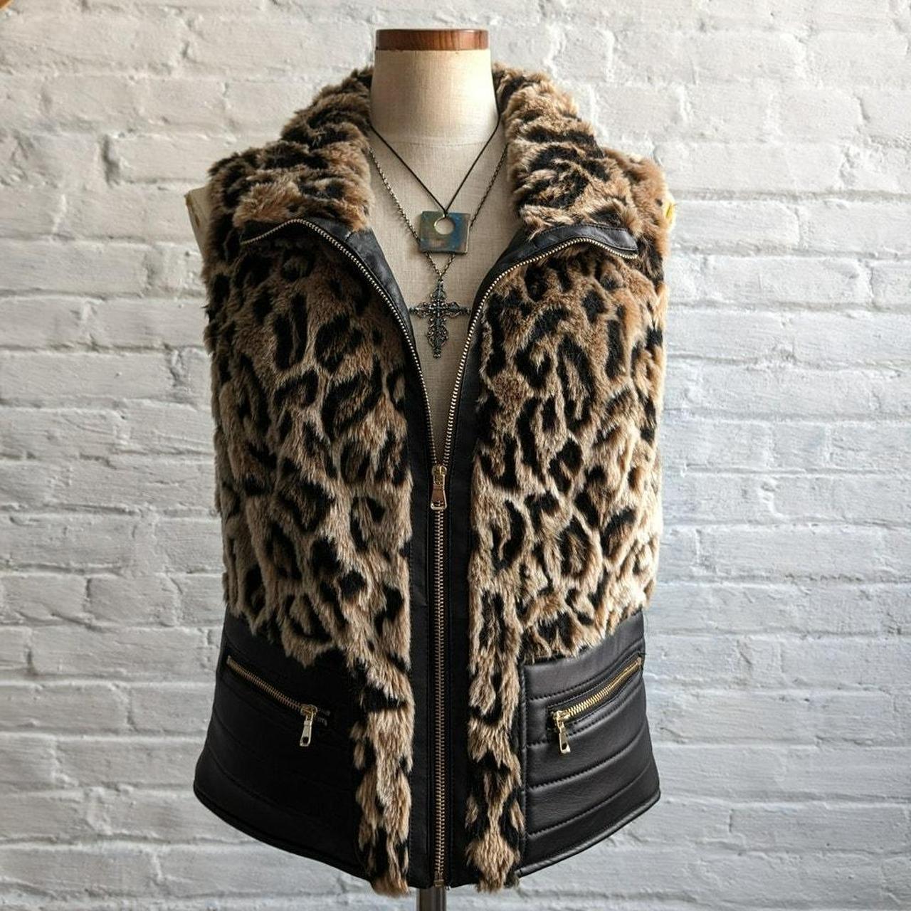 Y2K Faux Fur Leopard Print Vest Vegan Leather. Depop