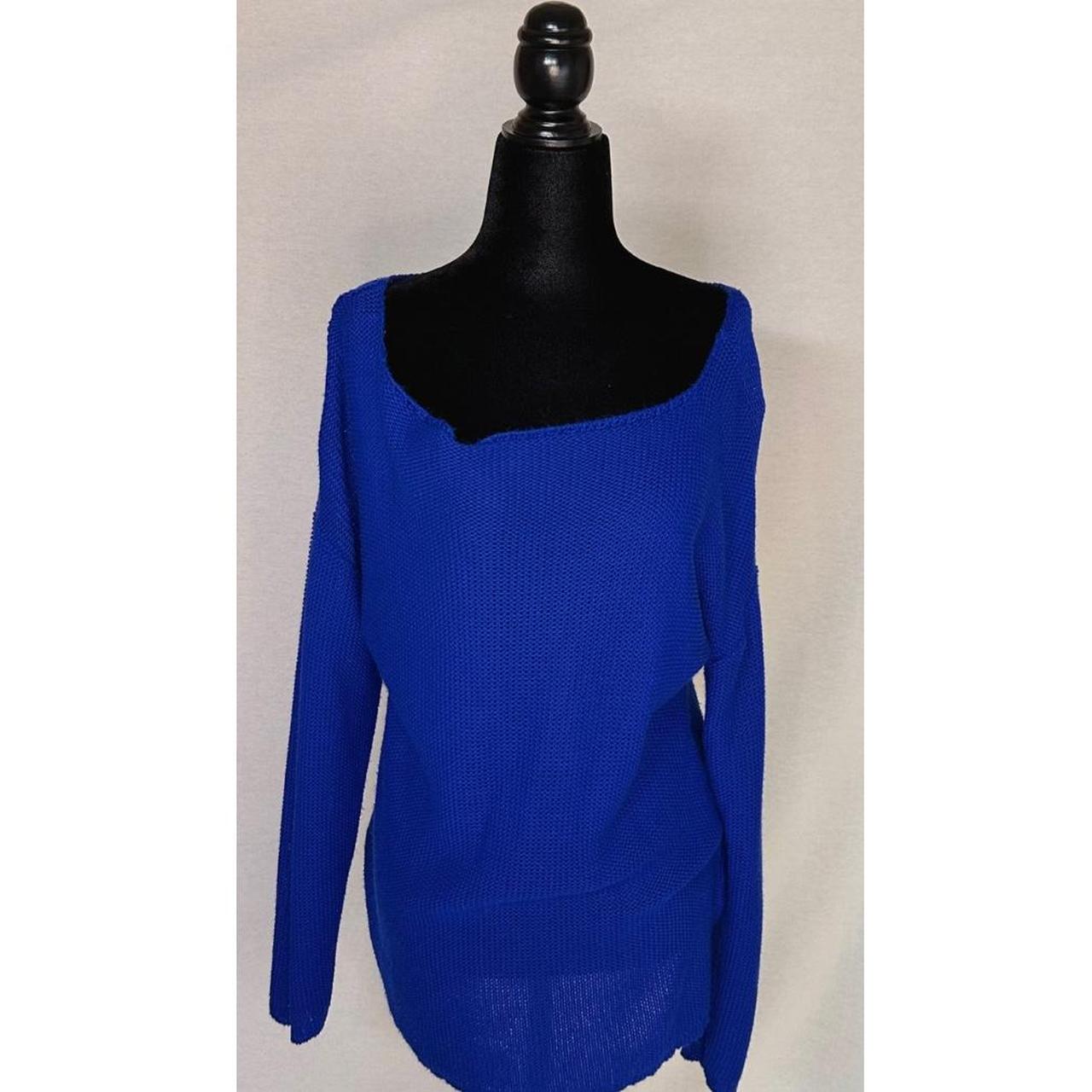 Blue long sleeve sweater off-the-shoulder #sweater - Depop