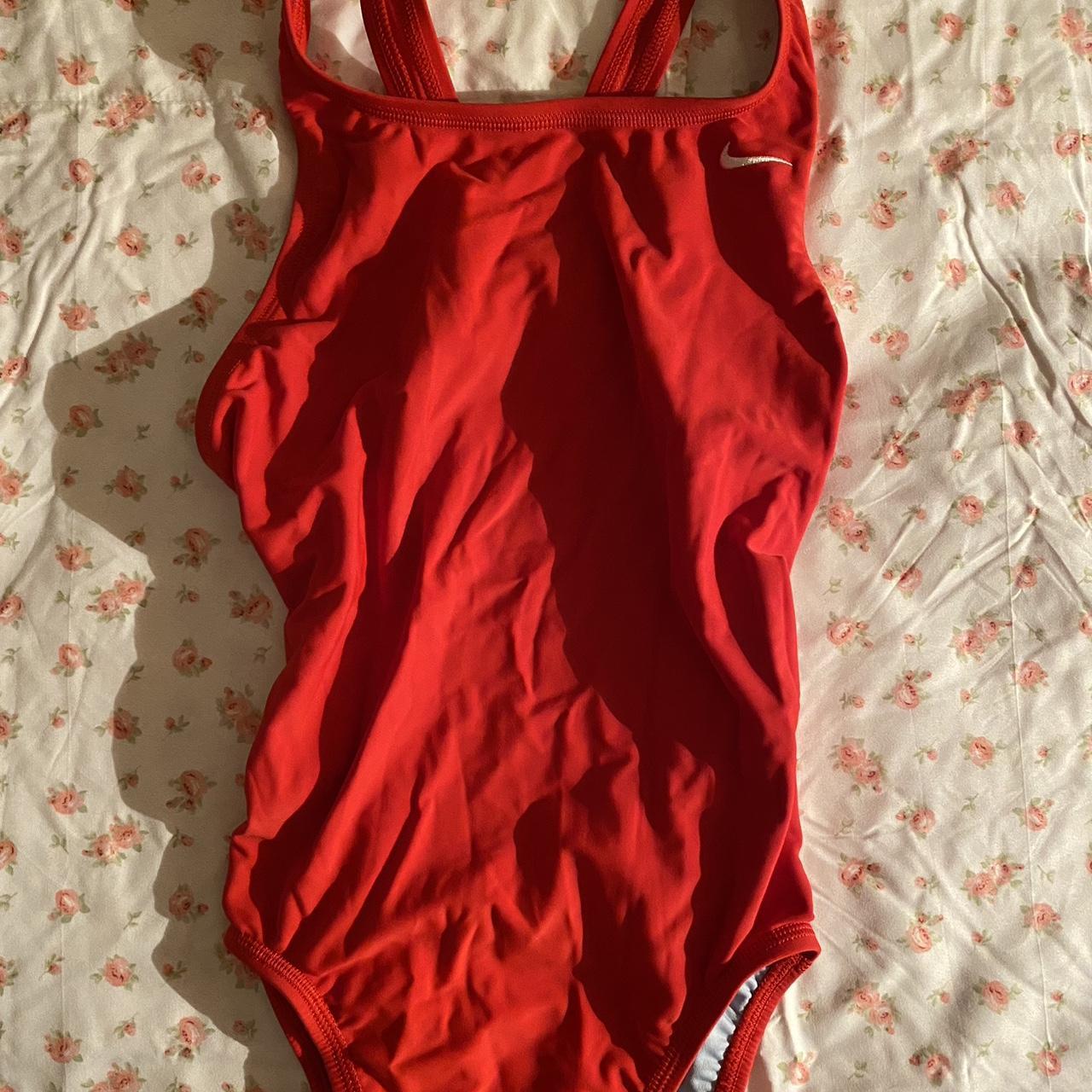 red nike one piece fitted, only worn once, has... - Depop