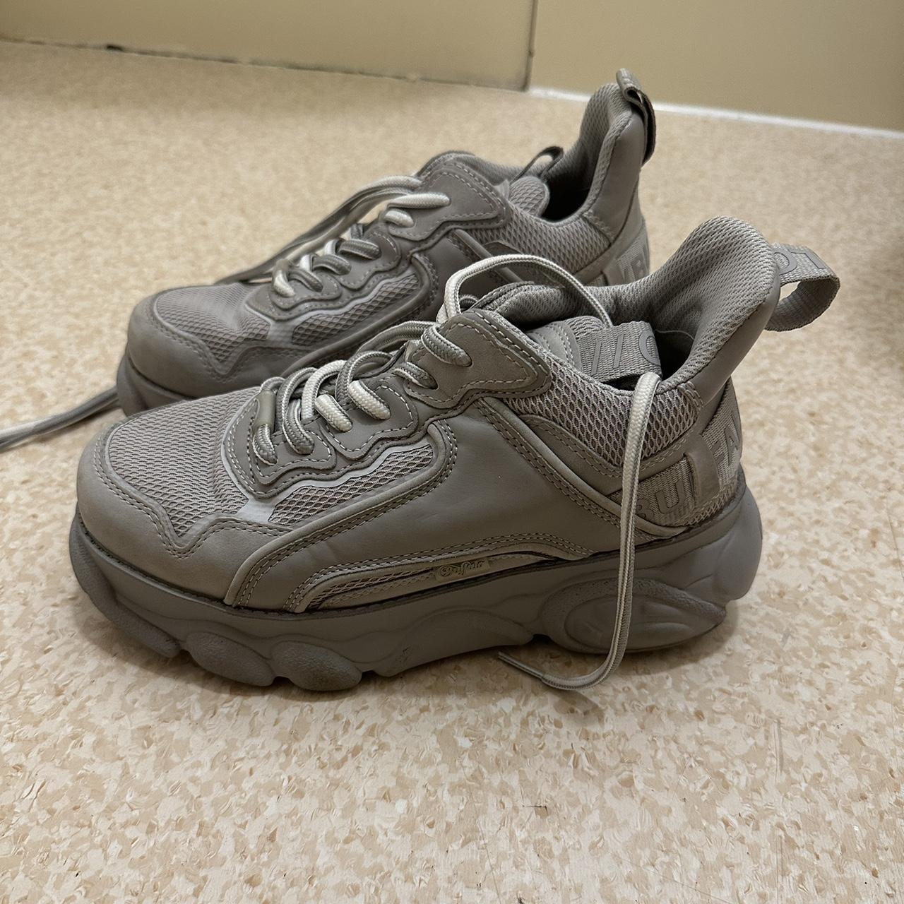 grey buffalo trainers, size 4. slight scuff on the... - Depop