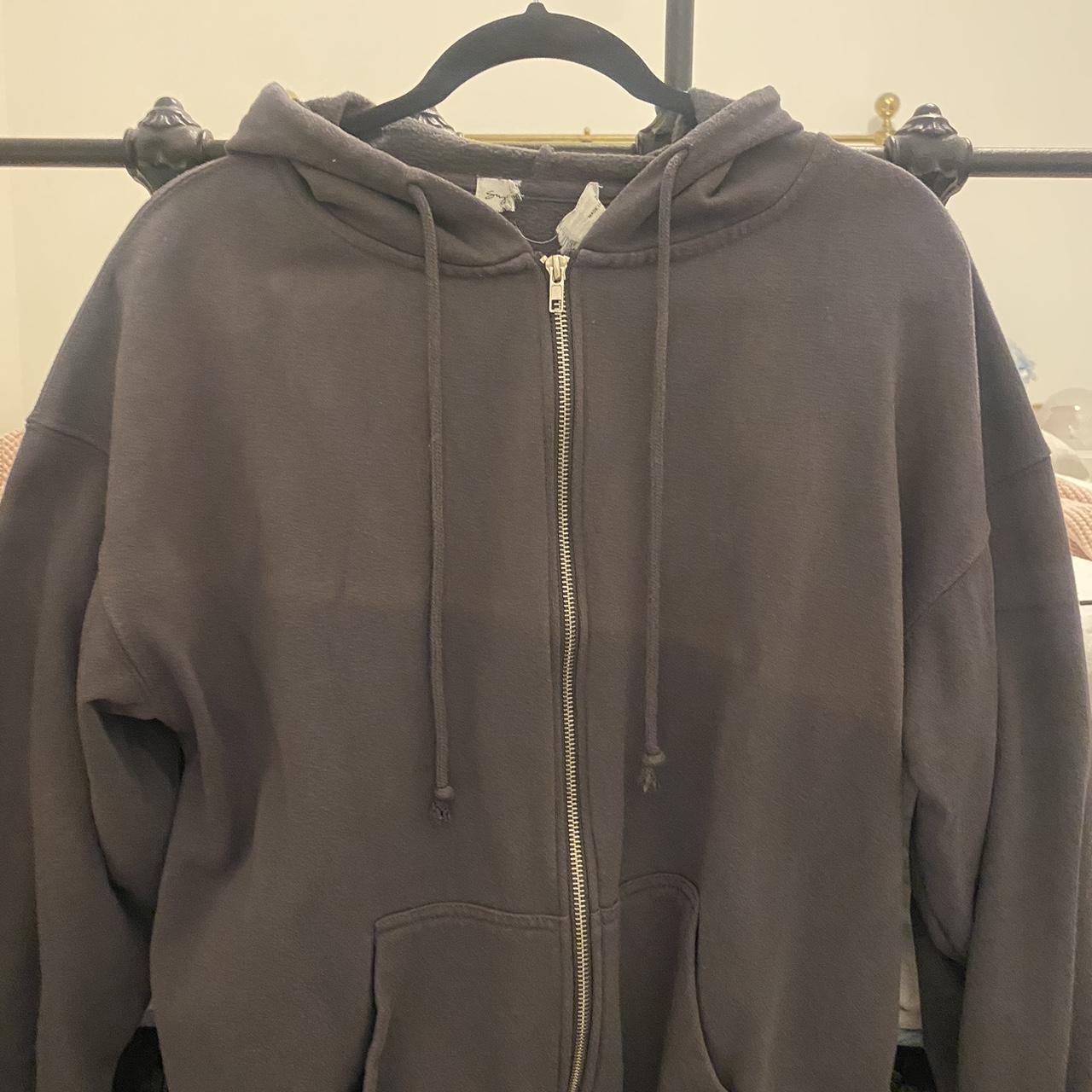 supre dark grey zip up hoodie fits oversized Depop