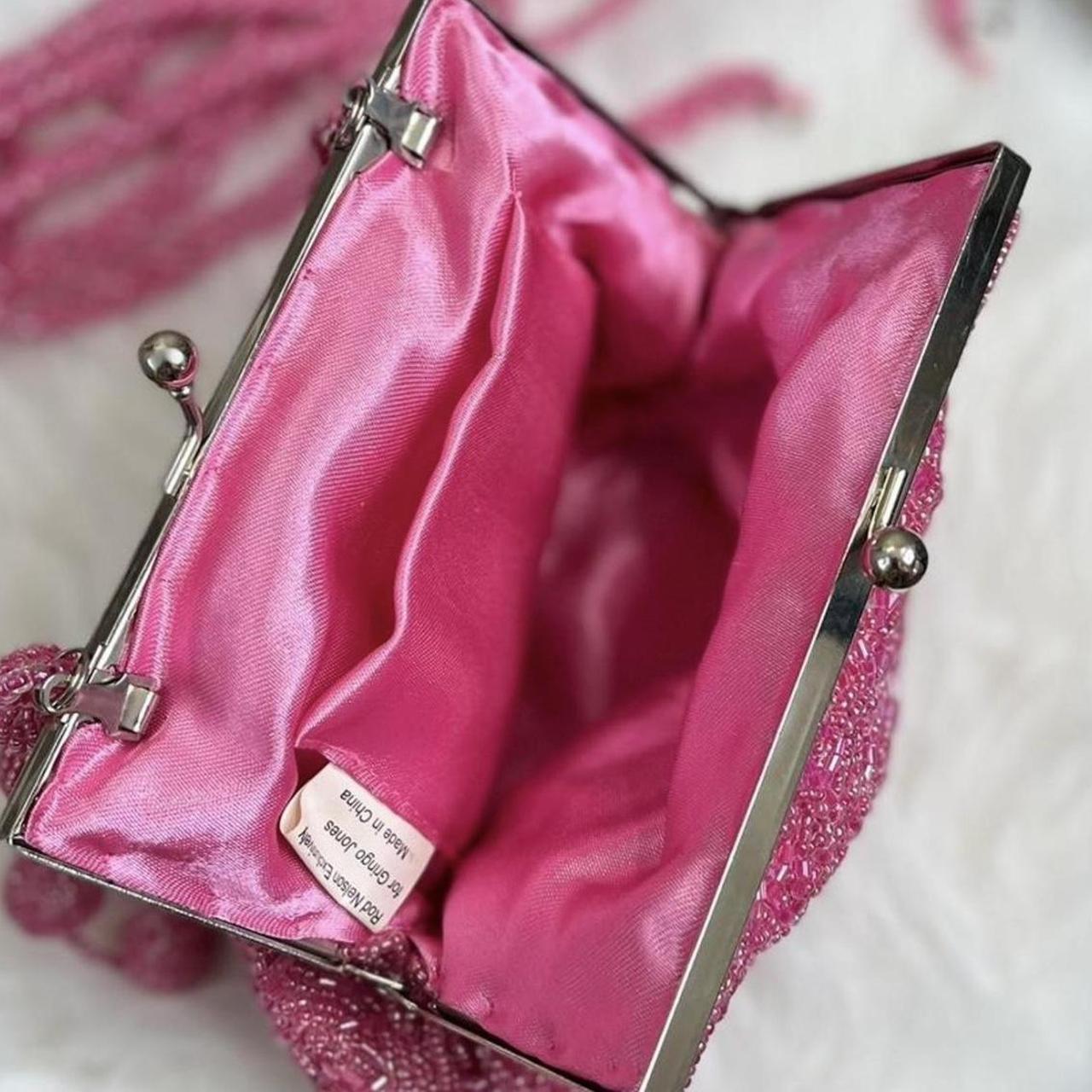 Pink Rod Nelson Gringo cheapest Jones Glass Beaded Small Clutch Handle Bag Shoulder Strap