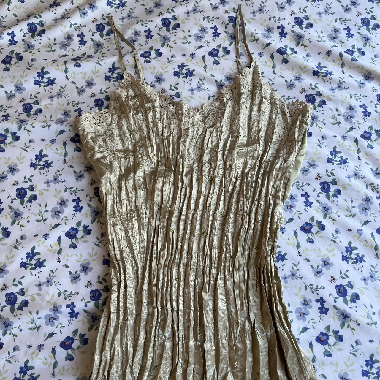 Mirror Palais Women's Cream and Gold Dress | Depop