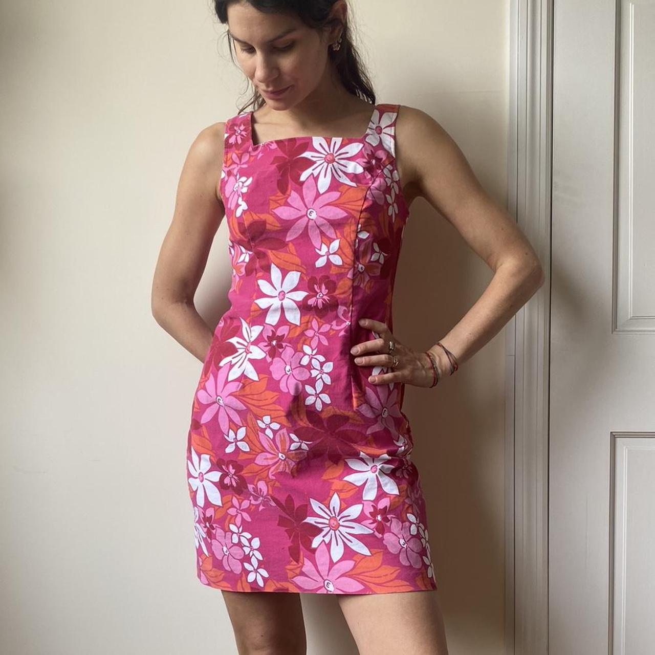 Women's Pink and Orange Dress Depop