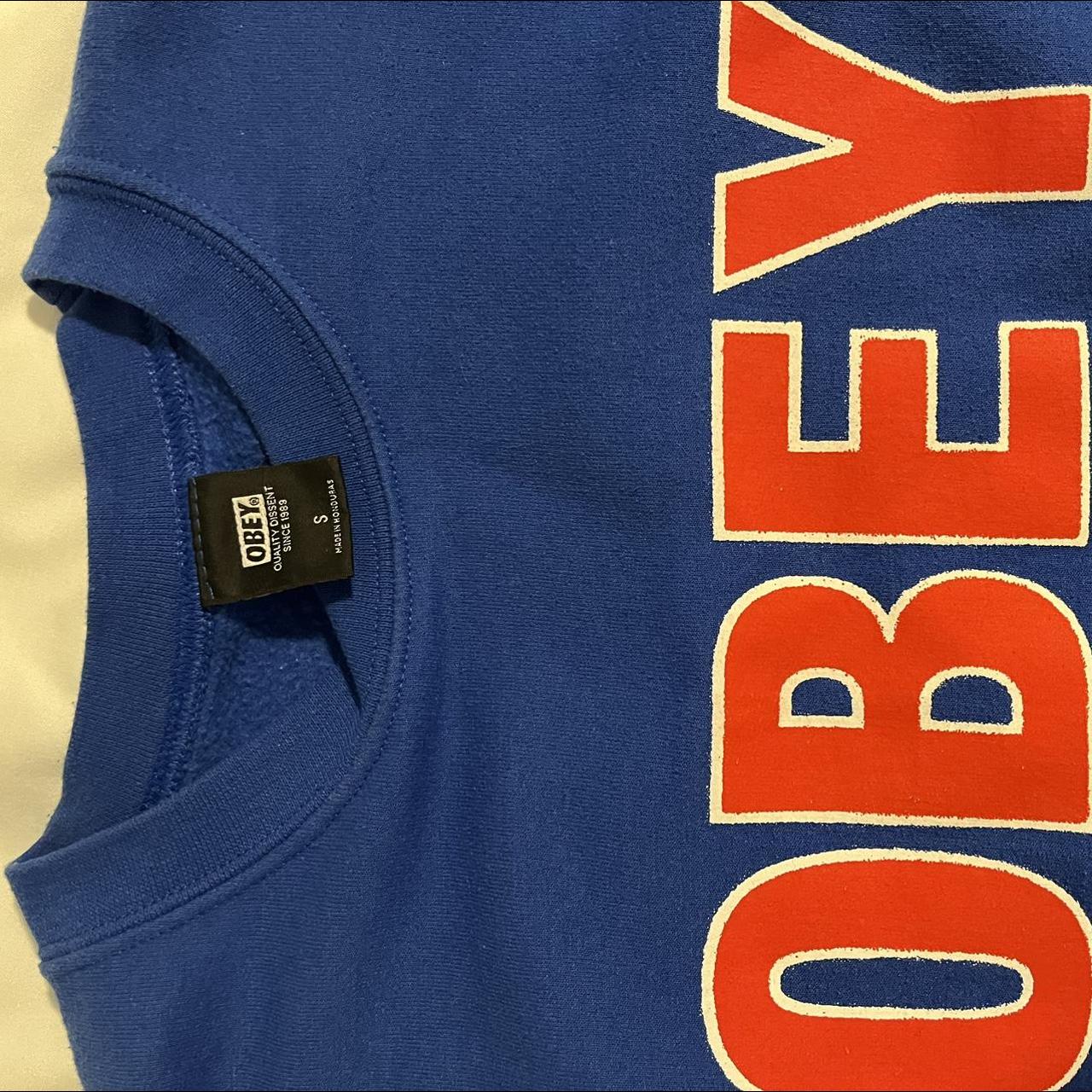 Obey Men's Blue and Red Jumper (2)