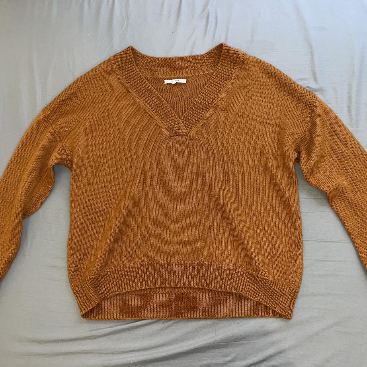 Burnt orange v neck sweater best sale