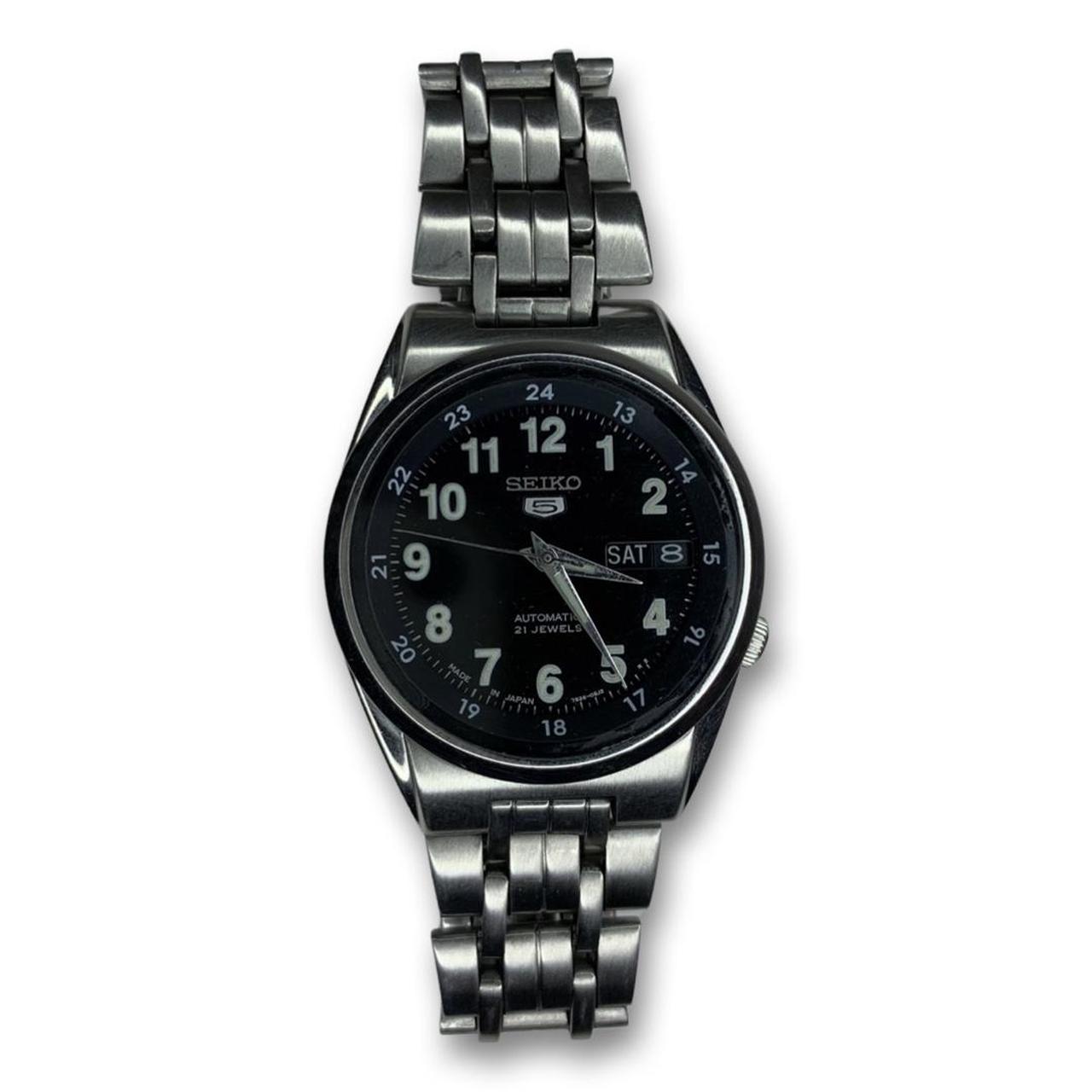 Seiko Men's Silver and Black Watch