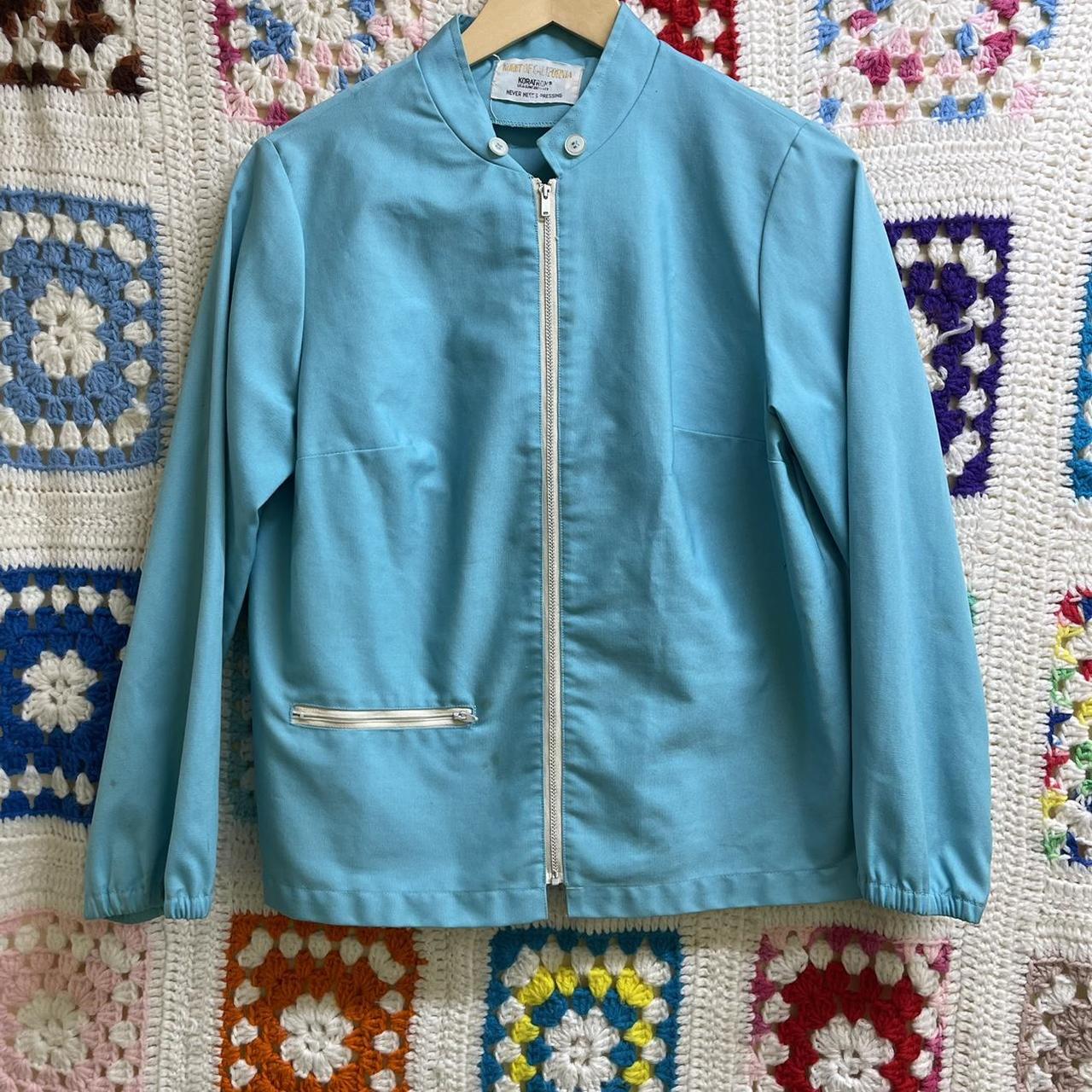 Women's Blue and White Jacket Depop