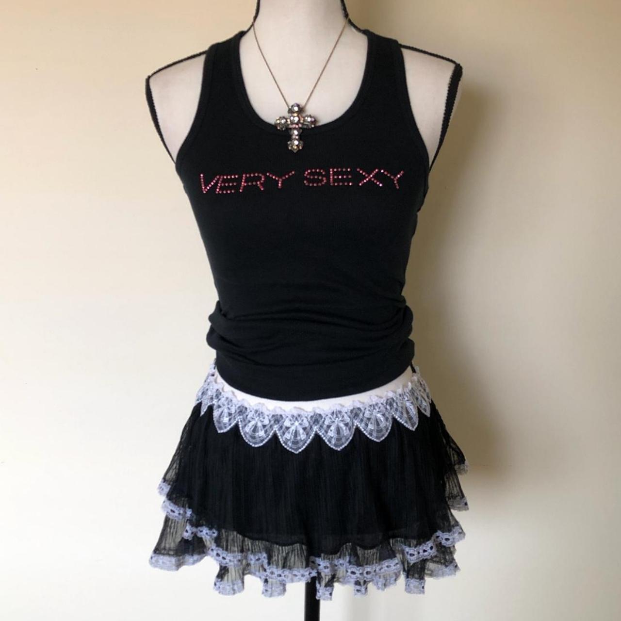 Jezebel Womens Black And White Skirt Depop