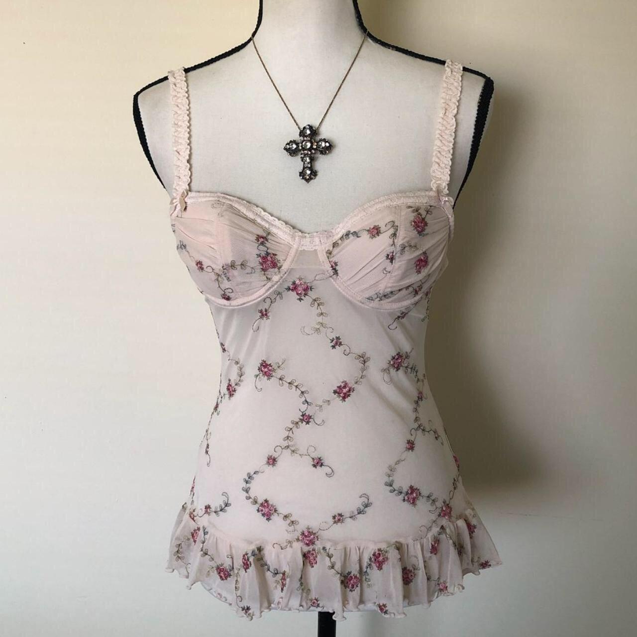 VICTORIA'S SECRET vintage y2k white mesh lace corset lingerie top