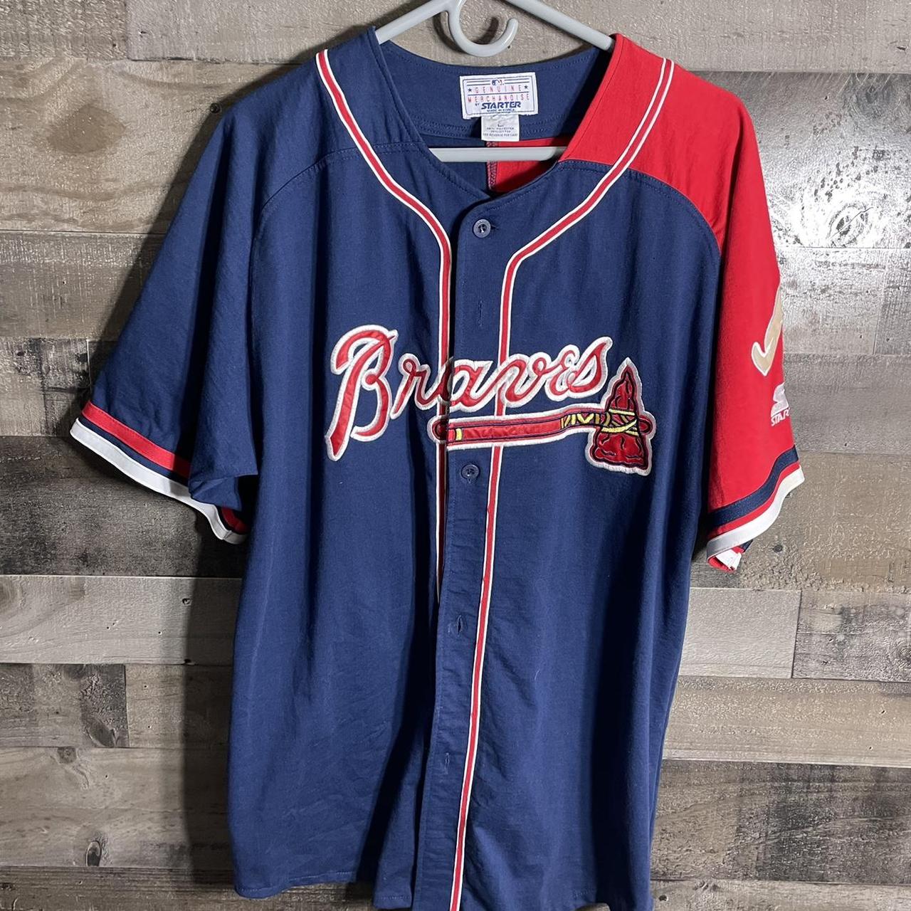 Vintage Atlanta Braves MLB Baseball Jersey Grey Large