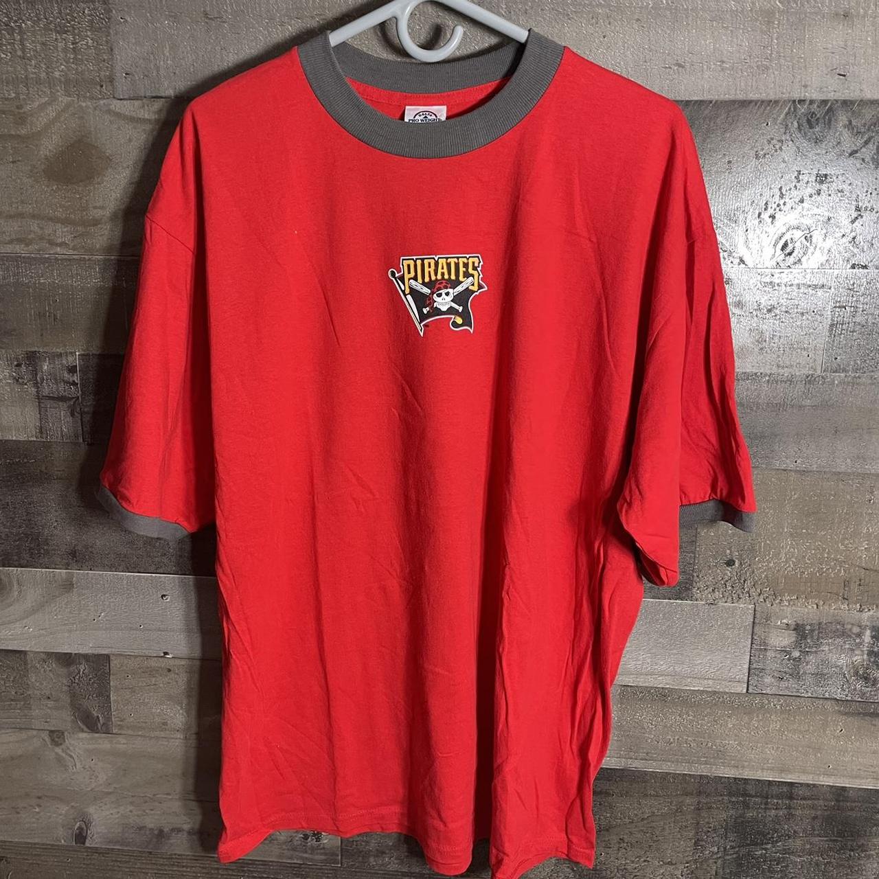 vintage 2000s red PITTSBURGH PIRATES skull and bones... - Depop