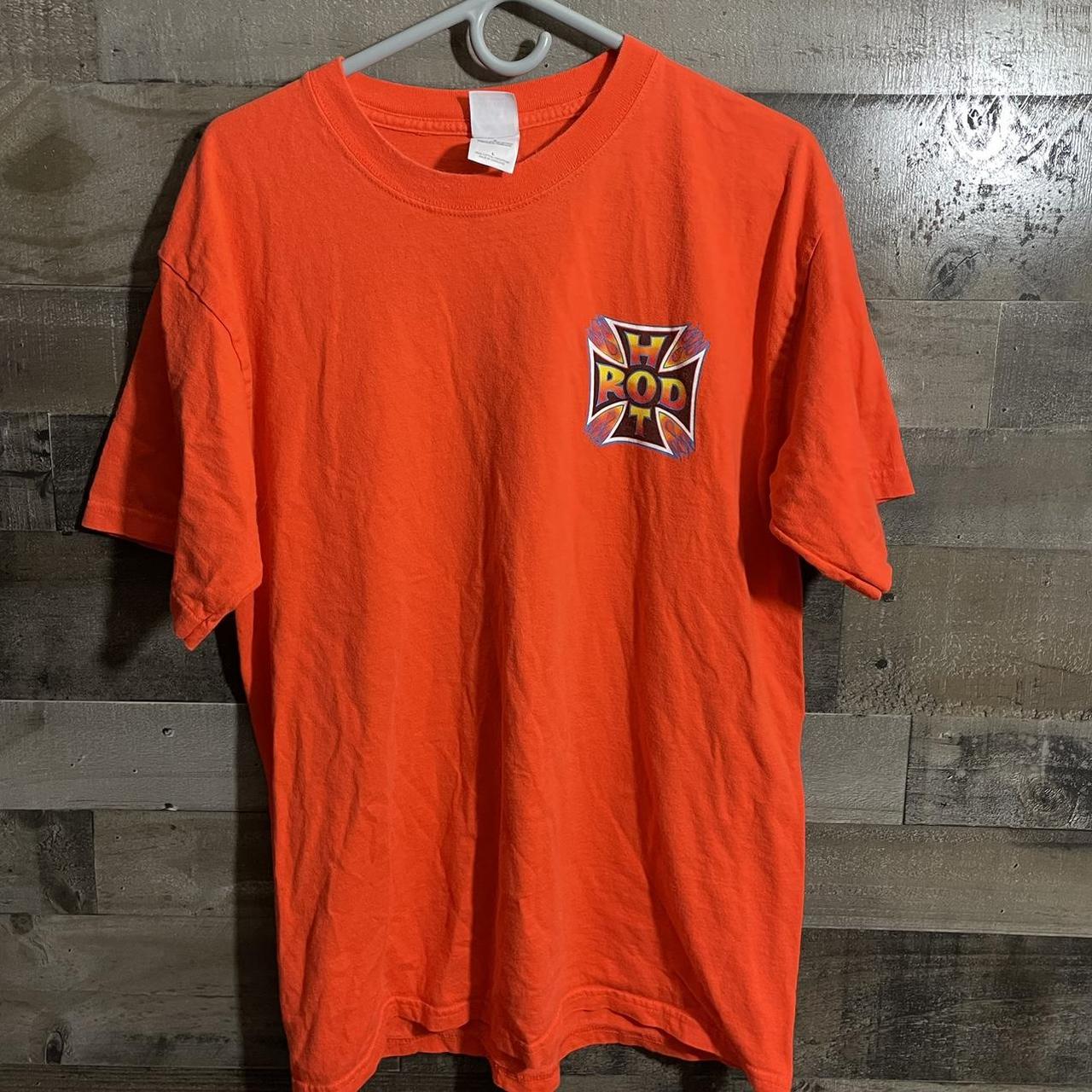 vintage y2k orange HOT ROD car biker flames west... - Depop