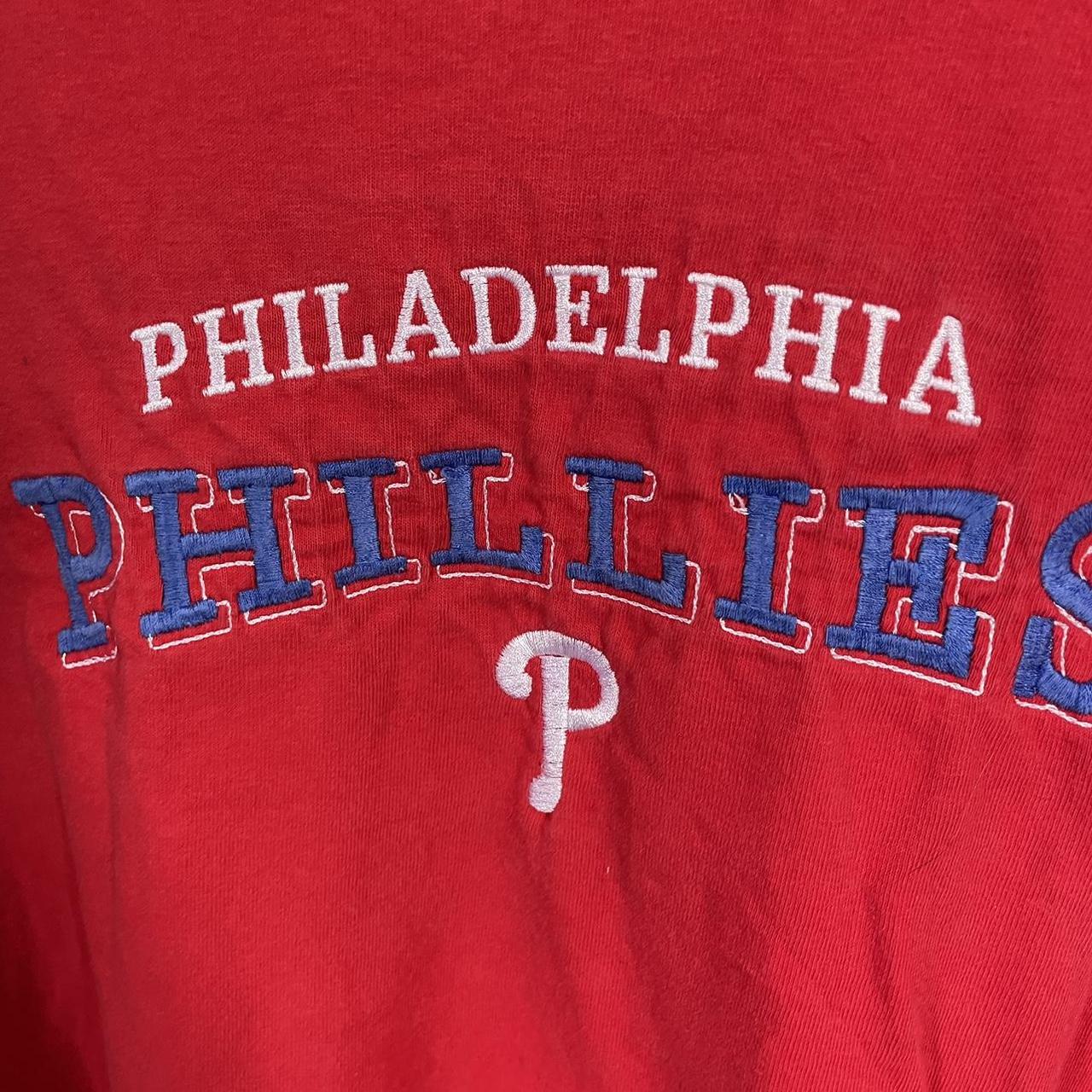 Y2K Philadelphia Phillies Size XL red jersey button - Depop