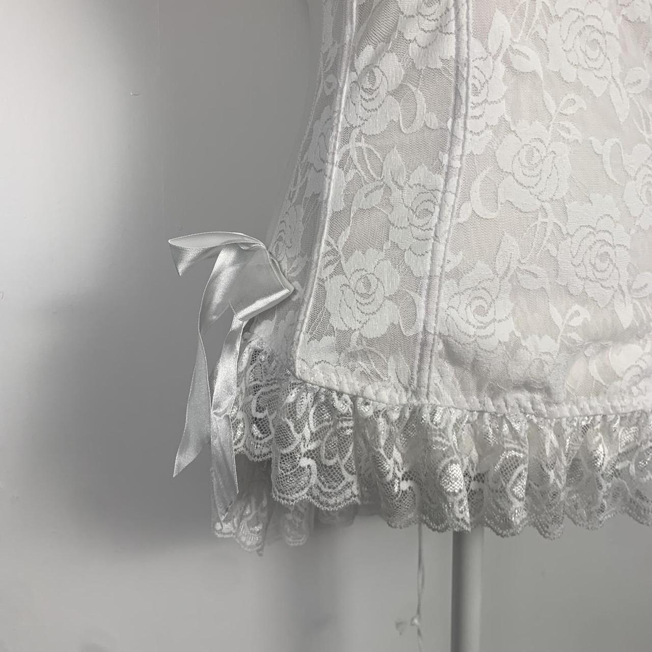 Y2k coquette white lace bustier corset... Depop