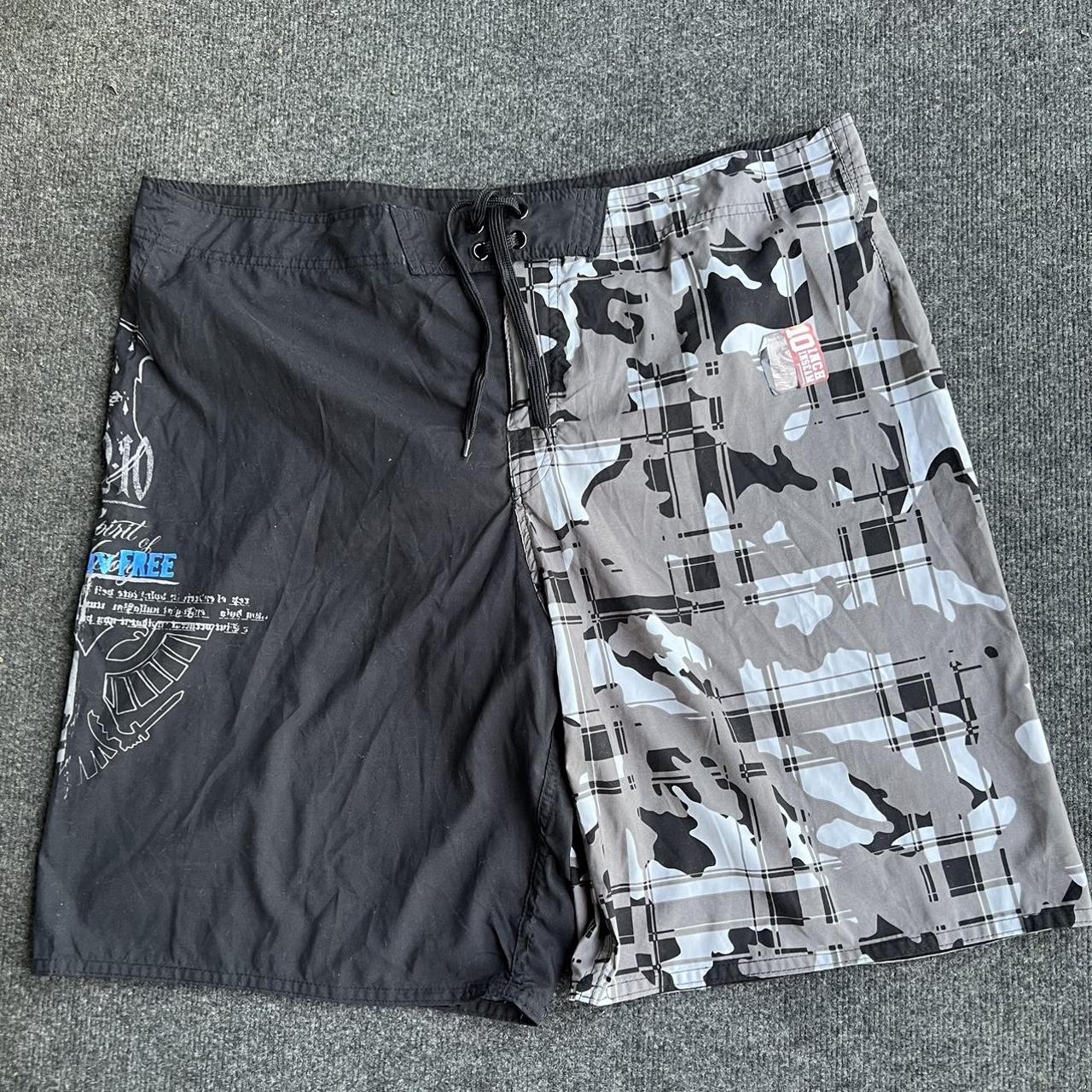 Joe Boxer Men's Black and Grey Swimbriefsshorts Depop