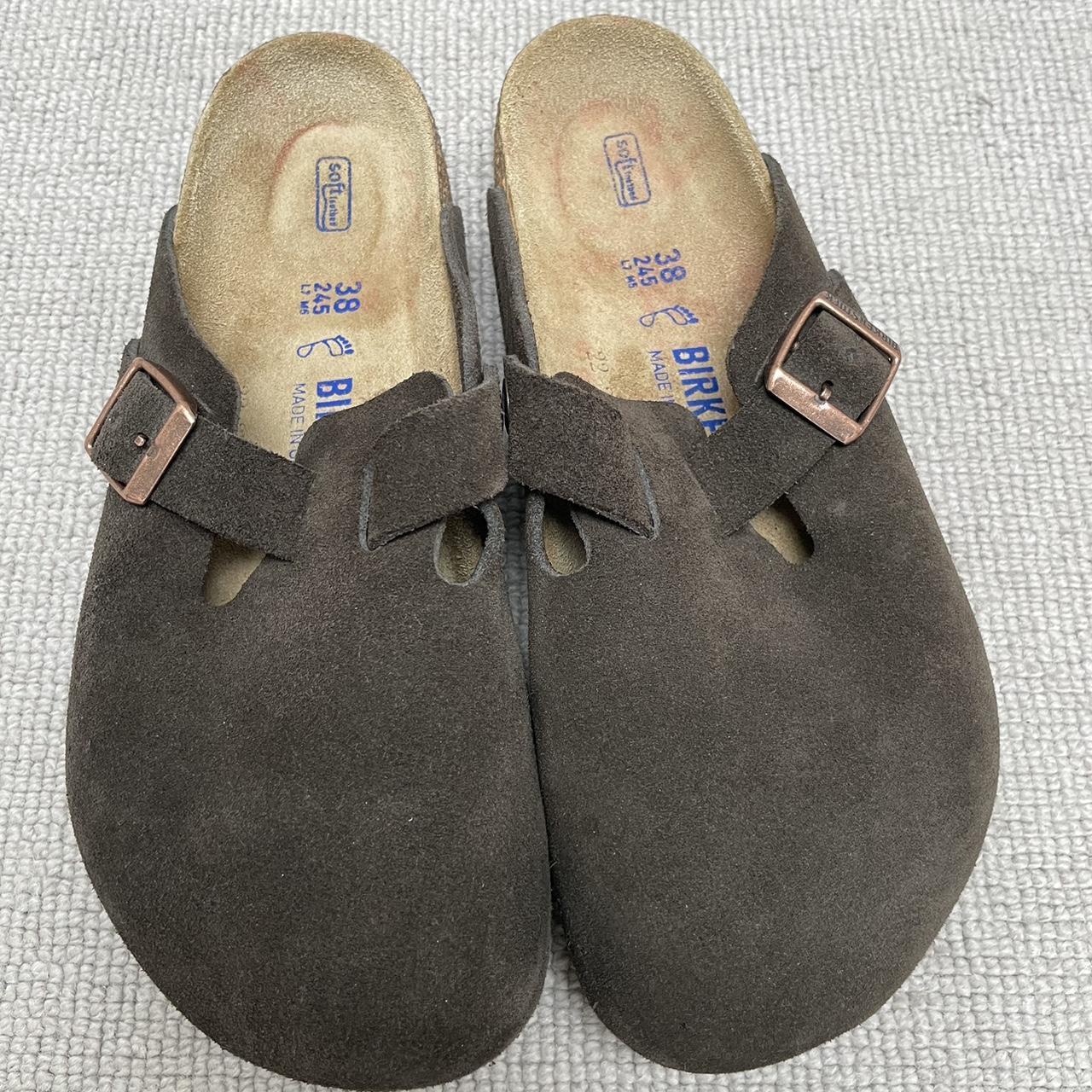 Chocolate brown suede genuine Boston Birkenstocks... Depop