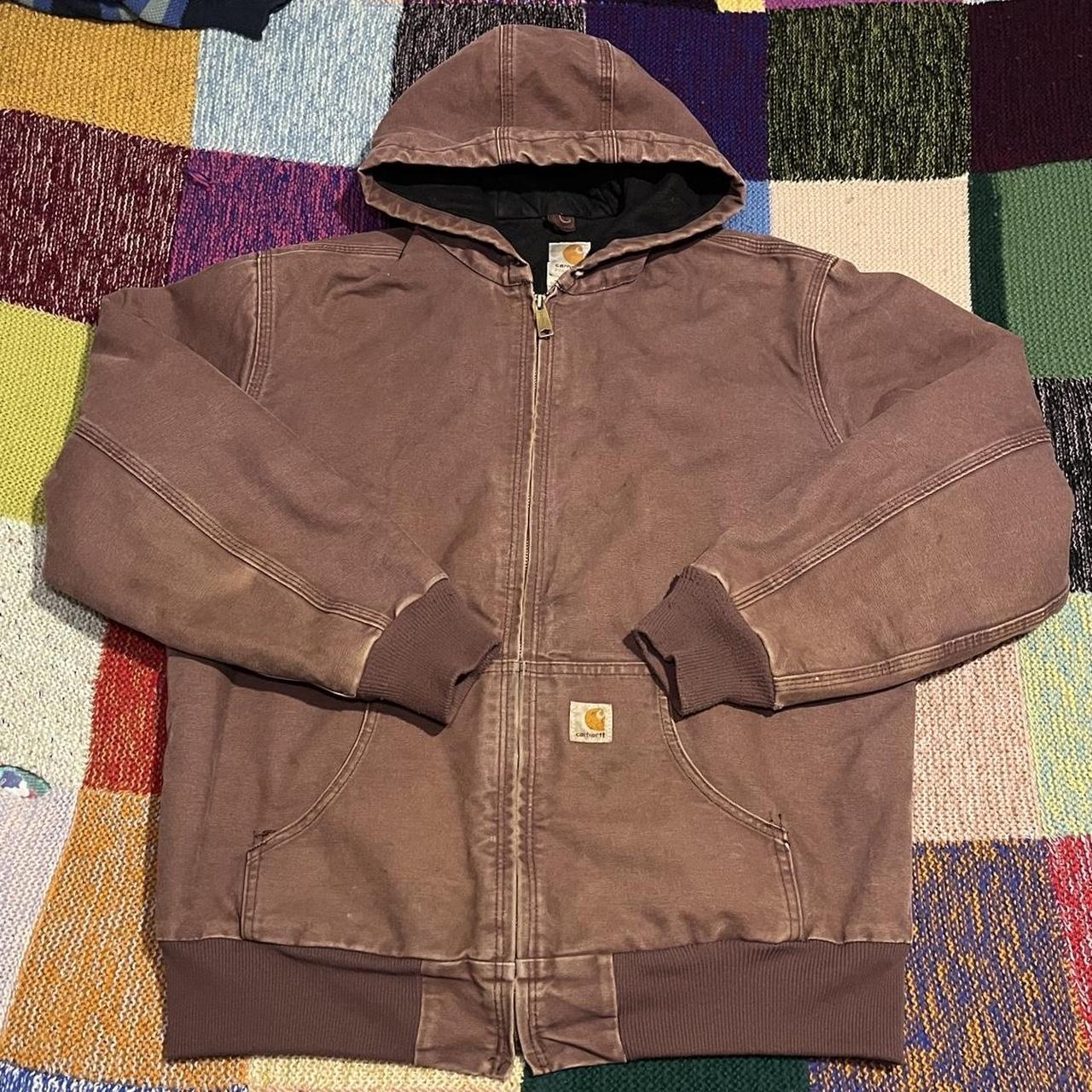 MAROON CARHARTT JACKET Sick fleece lined jacket... Depop