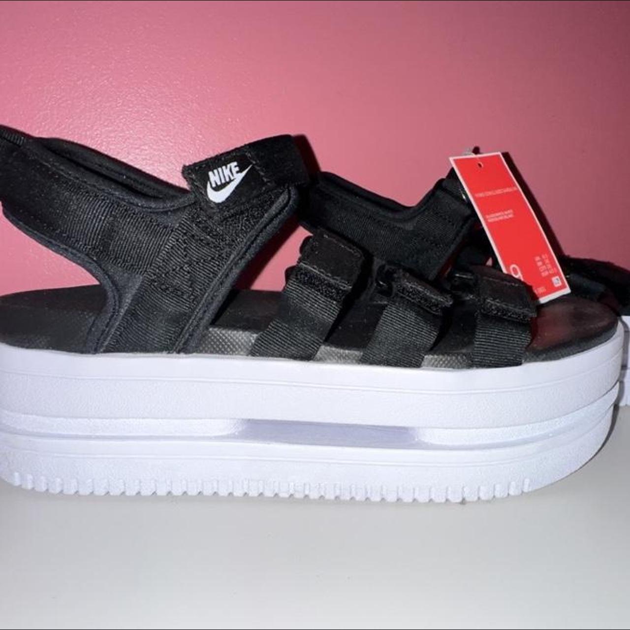 Nike icon classic women’s sandal Black/white Size 9... - Depop
