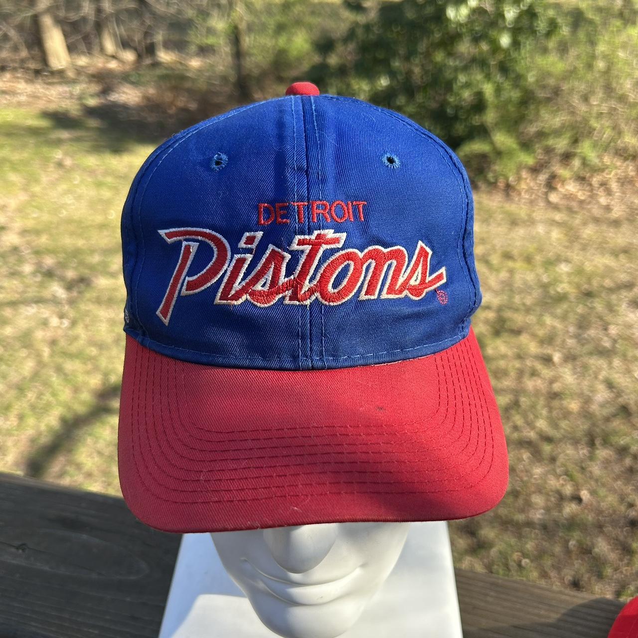 Vtg 90s DETROIT PISTONS NBA Snapback Hat Script...