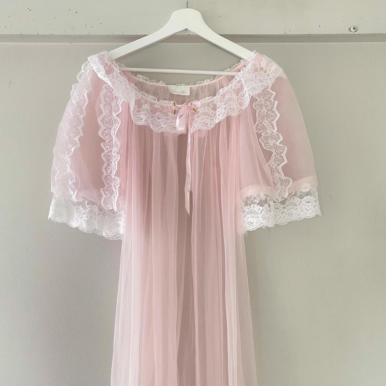 Vintage Romantic Pink Robe (S-M) length: 48... - Depop